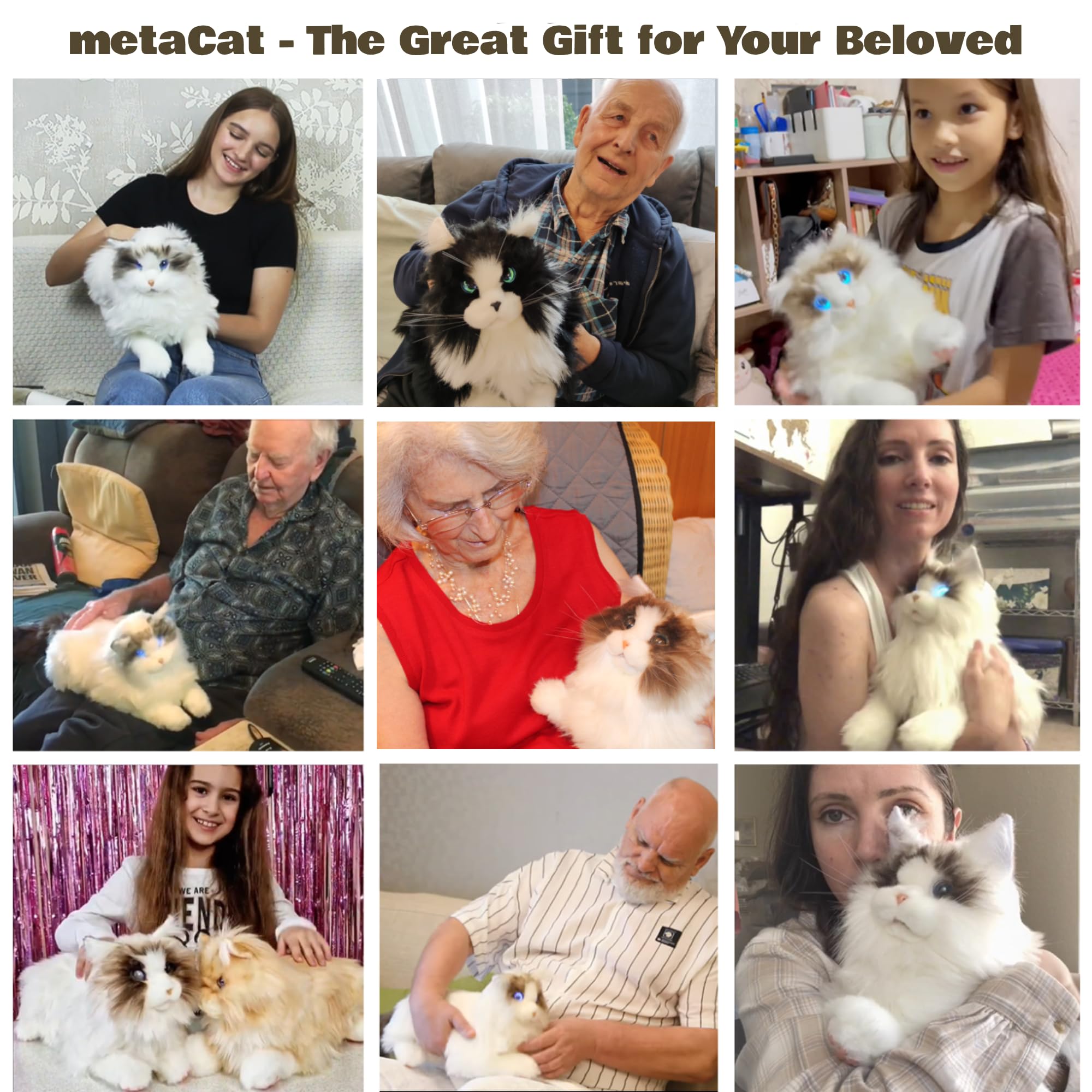 MetaCat Ragdoll - Interactive Companion Robot Cat with Voice Commands, Touch Sensors & Eye Animations - Realistic Lifelike Pet Toy for Kids & Adults - USB-C Rechargeable - Perfect for Therapy, Gifts & Home Companionship
