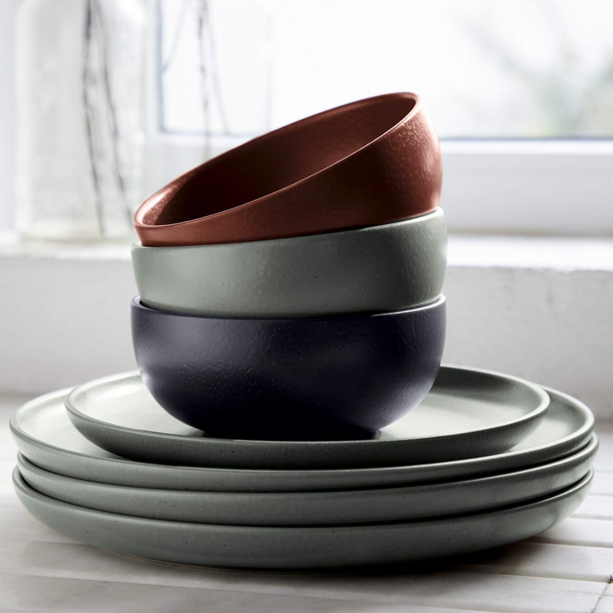 Casafina Ceramic Stoneware 21 oz. Soup & Cereal Bowl - Pacifica Collection, Seed Grey | Microwave & Dishwasher Safe Dinnerware Set | Food Safe Glazing | Restaurant Quality Tableware for Home, Kitchen & Dining Room Use