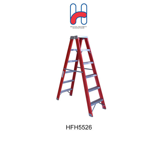 Heavy Duty 6-Step Dual Side Fiberglass Ladder (HFH5526) - Ideal for Home Repairs, Construction, and Warehouse Use