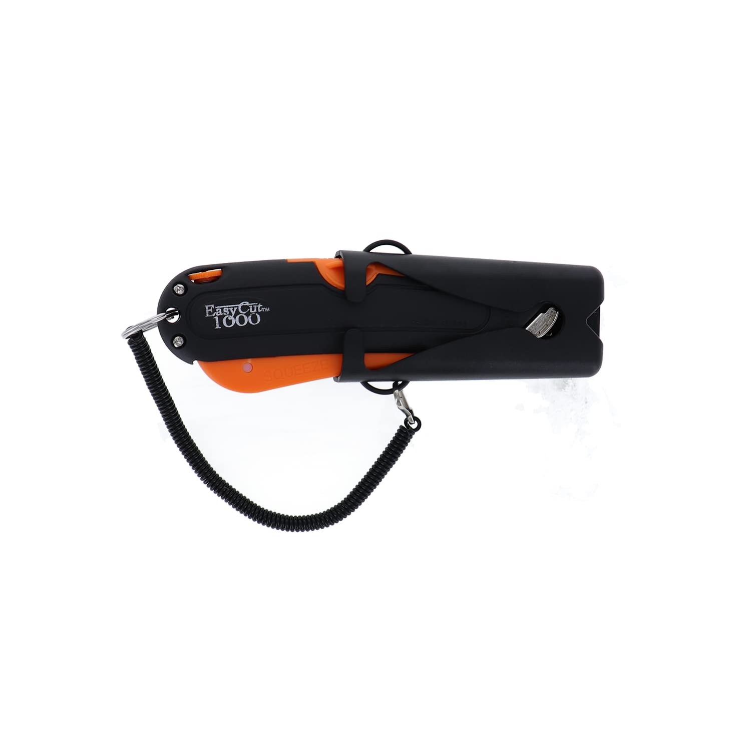 Professional Modern Box Cutter with 3 Adjustable Blade Depth Settings, Squeeze Trigger, Edge Guides, Holster & Lanyard - Includes Extra Blades (1000 Orange) - Perfect for Warehouse, Shipping, Moving & DIY Projects
