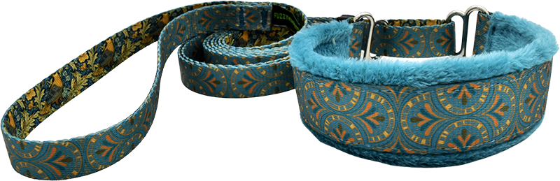 5/8 Inch Art Deco Style Dog Walking Lead - Adjustable Martingale Collar for Small to Medium Dogs, Perfect for Daily Walks & Training