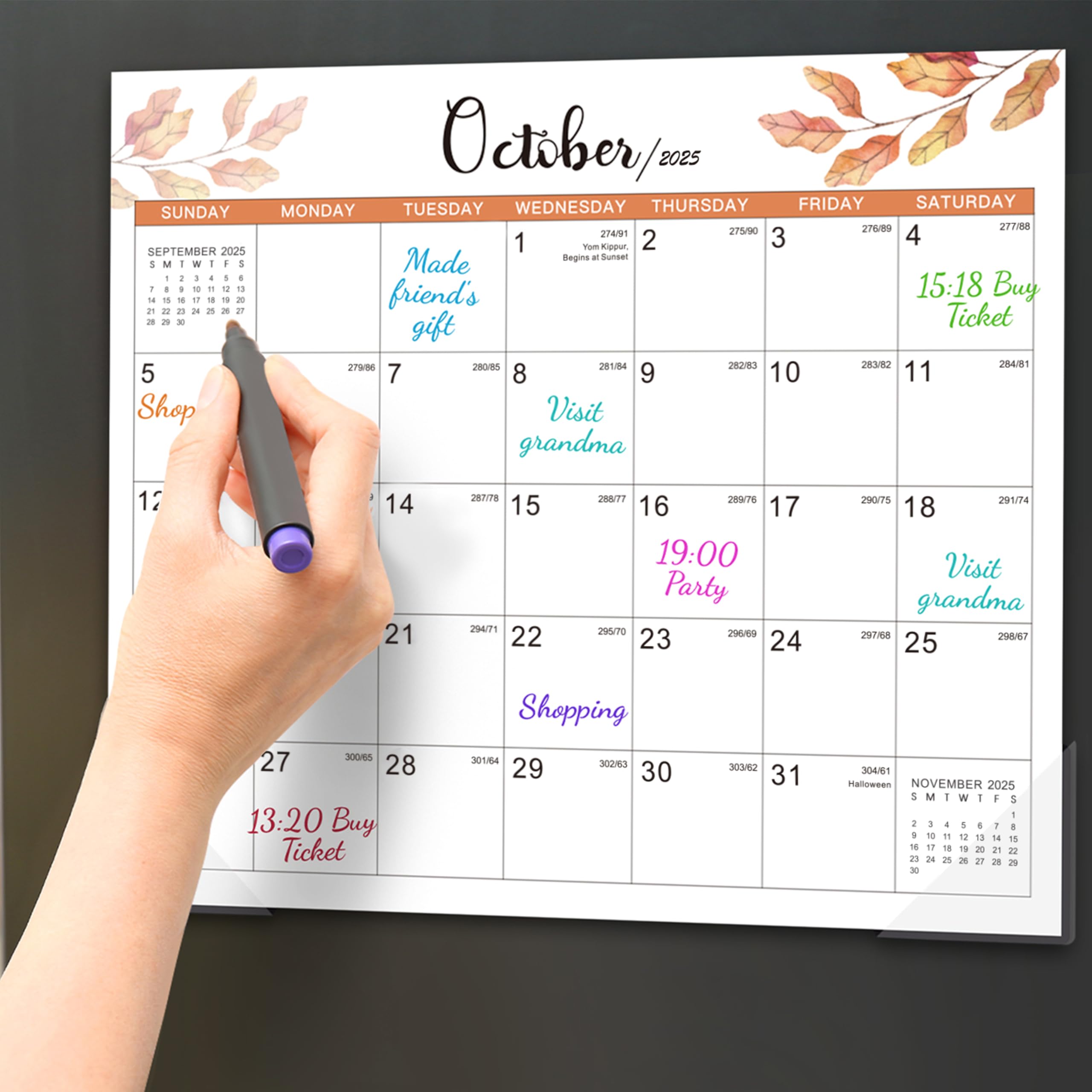 2025 Magnetic Refrigerator Calendar - Jan 2025 to Dec 2025 Tear-Off Pad with Large Blocks (11.2
