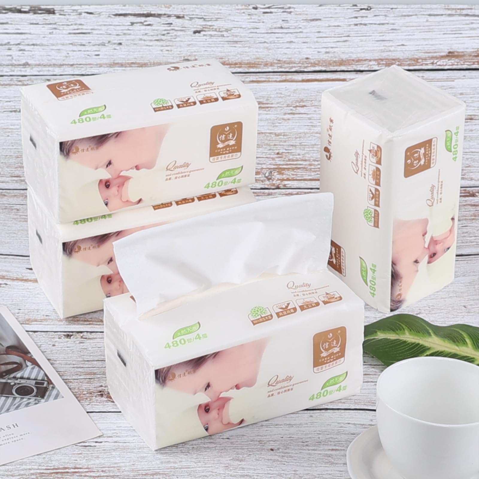 Wekioger 8-Pack 4-Ply Ultra Soft Facial Tissues, 120 Sheets per Pack - Gentle for Nose, Home, Office & Travel Use