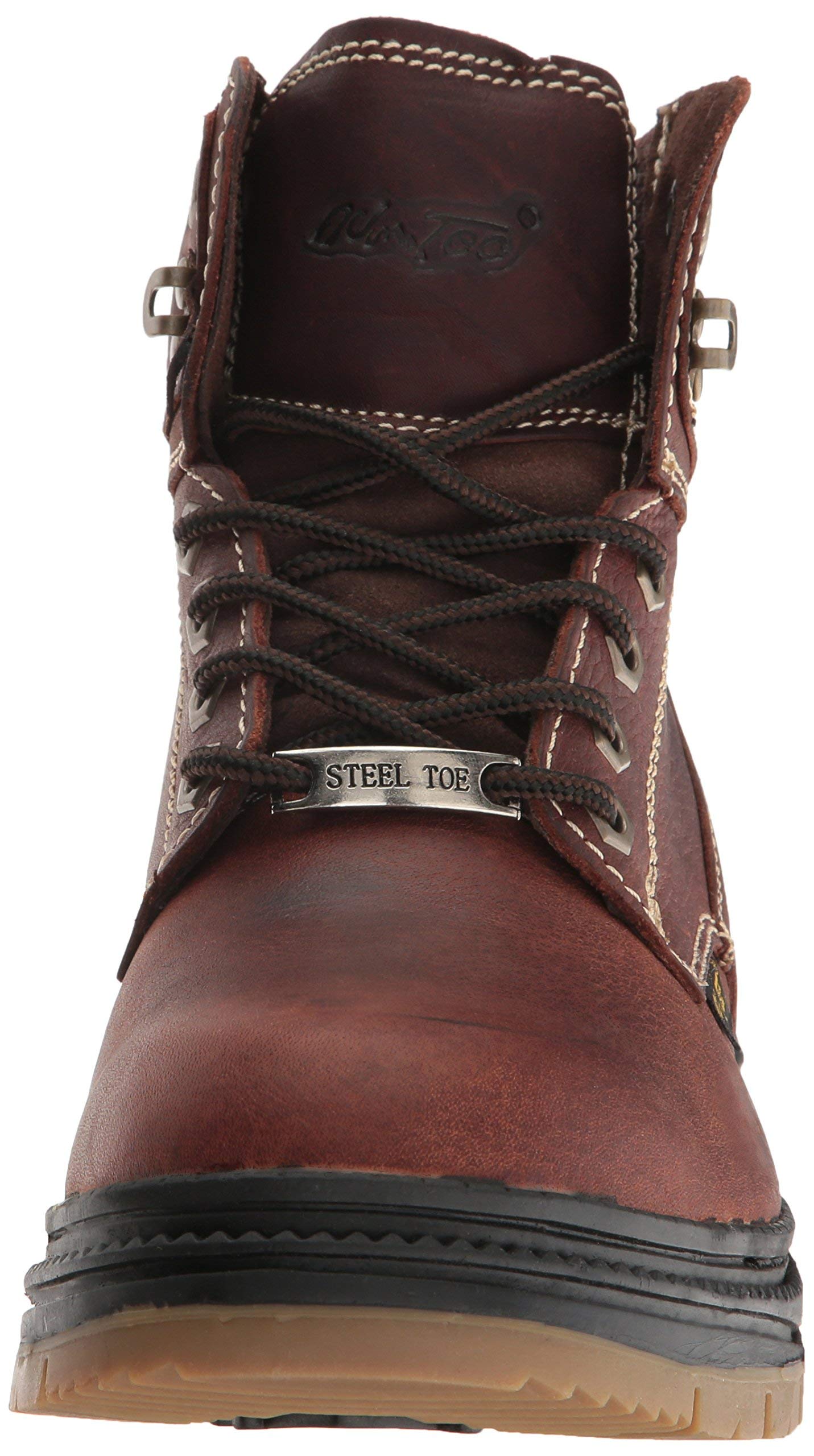 Ad Tec Men's 6-Inch Steel Toe Work Boots - Brown Grain Leather, Electrical Hazard & Oil Resistant Safety Shoes for Construction & Industrial Workers - Perfect for Job Sites, Warehouses and Heavy Duty Work Environments