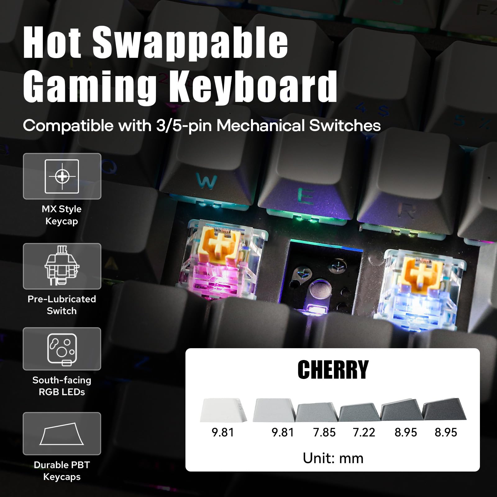 EPOMAKER DynaTab 75X Wireless Mechanical Gaming Keyboard - Custom Dot-Matrix RGB LED Screen, Hot-Swappable Gasket Mount, Bluetooth/2.4G/USC-C Connectivity (Black Grey, Wisteria Linear Switch) - Perfect for PC Gaming, Office Work & Typing Enthusiasts