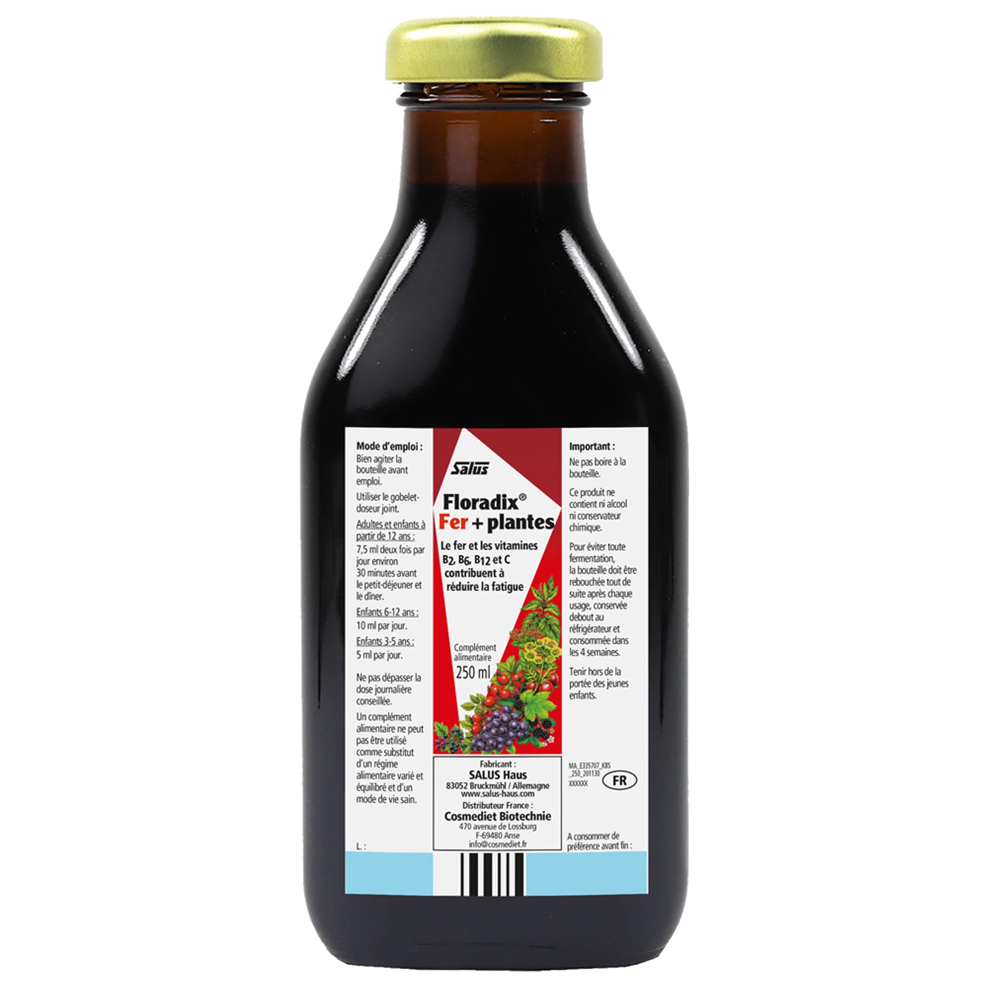Floradix Liquid Iron & Vitamin Supplement - 250ml | Herbal Iron Formula for Energy & Vitality | Supports Healthy Blood & Immune System - Perfect for Adults & Teens with Low Iron Levels