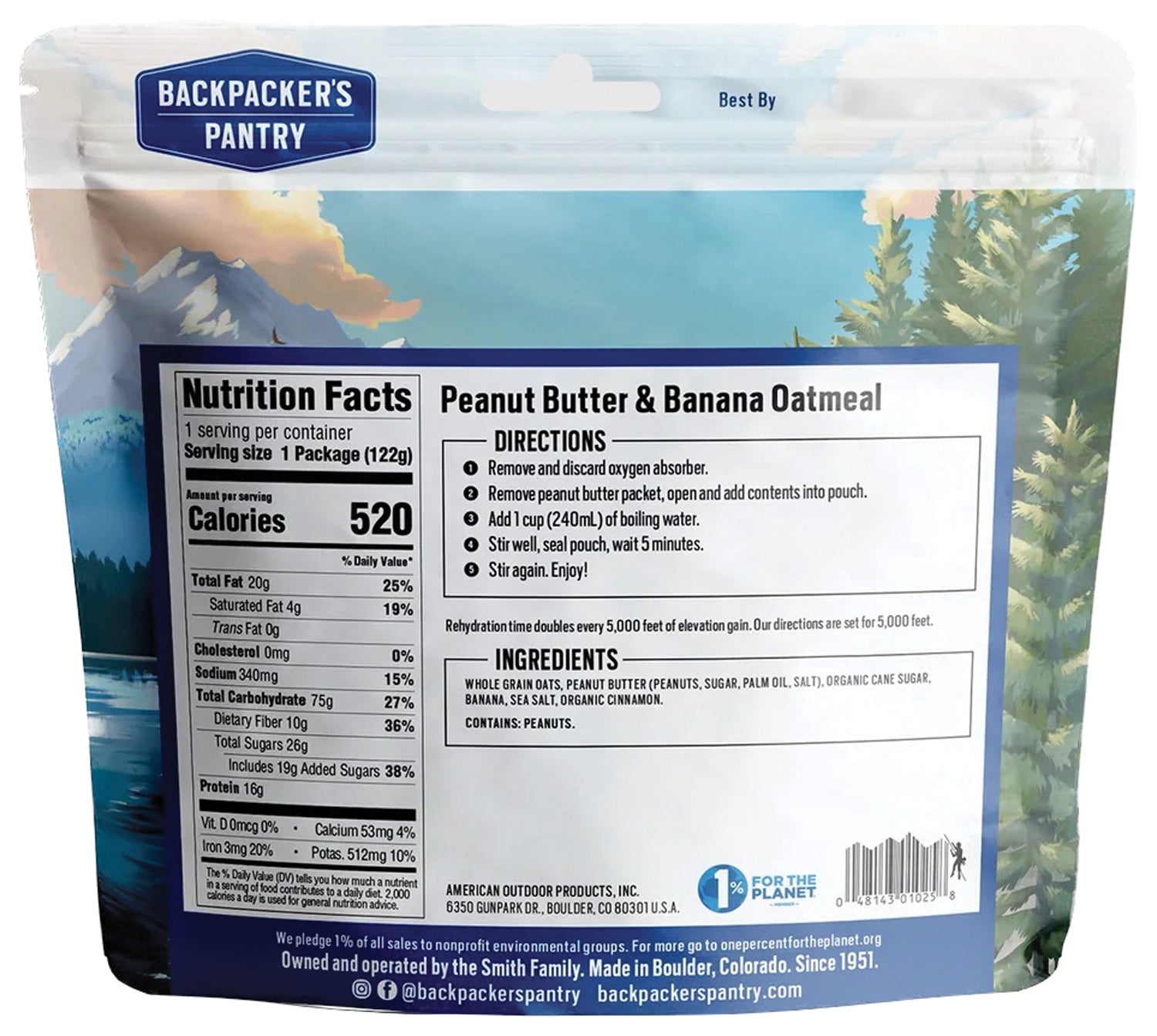 Backpackers Pantry Peanut Butter & Banana Oatmeal - 1 Pack | Lightweight Camping Breakfast | Hiking, Backpacking & Outdoor Adventures