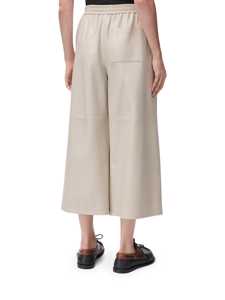 Stylish Women's High-Waisted Crop Nappa Leather Pants - Trendy Casual & Office Wear for Fall Fashion