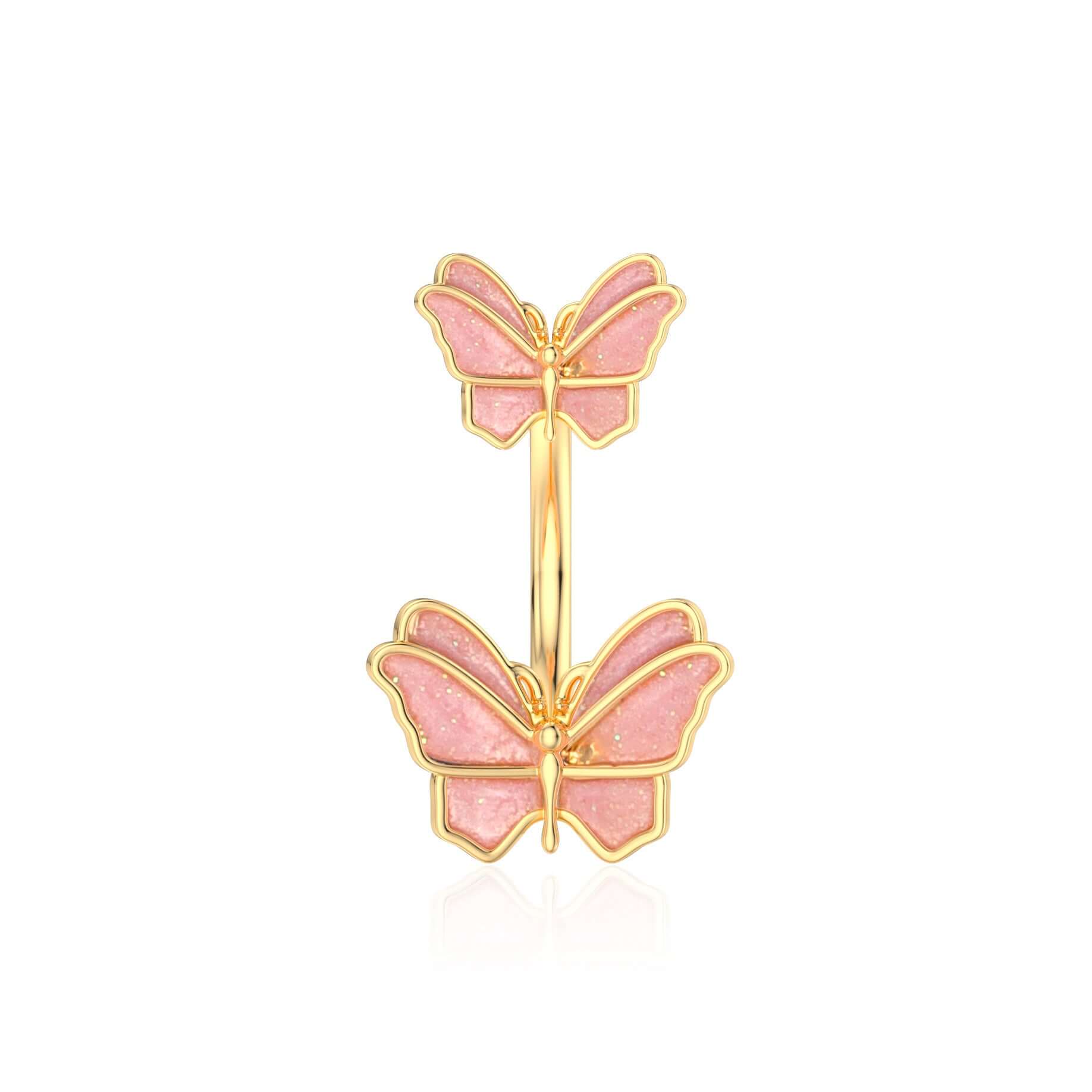 Vibrant Enamel Butterfly Belly Button Rings | WH2797 - Stylish Body Jewelry for Summer Outfits & Beach Parties