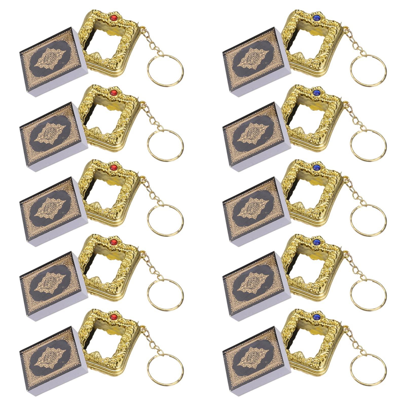 EXCEART 10pcs Mini Quran Keychain Set - Vintage Islamic Bible Keyring, Religious Decor for Baptism, Church Communion & Ramadan - Perfect for Gifts, Prayer Beads, Car Keys & Wallet Accessories (Random Colors)