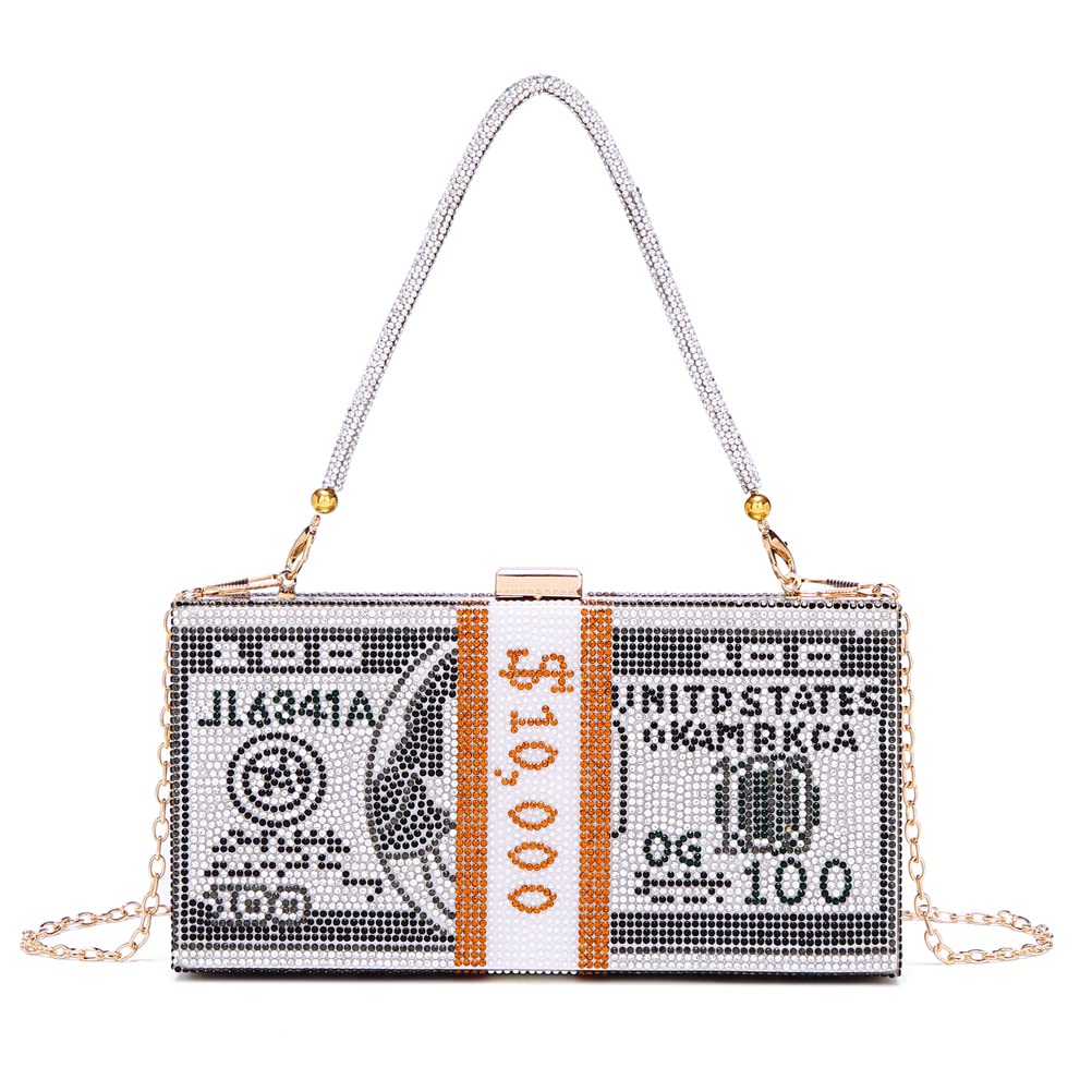 Elegant Rhinestone Dollar Clutch Purse for Women - Sparkling Evening Handbag & Money Bag - Perfect for Parties, Weddings, and Special Occasions