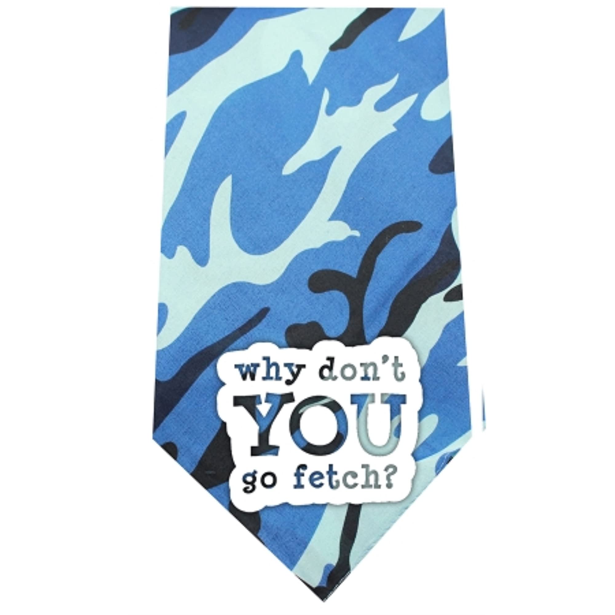 Screen Print Camo Dog Bandana - 'Why Don't You Go Fetch' Funny Pet Bandana for Dogs | Perfect for Outdoor Adventures, Walks & Pet Photos