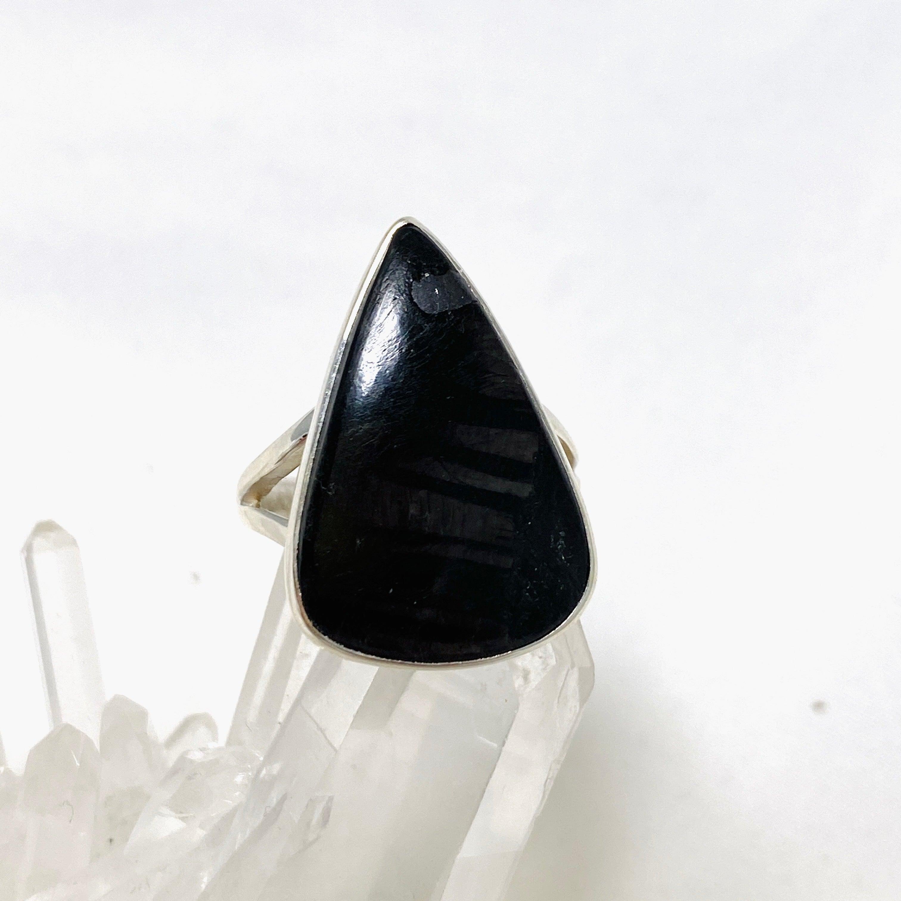 Hypersthene Teardrop Split Band Ring - Size 8 - KRGJ3150 - Elegant Jewelry for Women, Perfect for Weddings, Parties & Everyday Wear