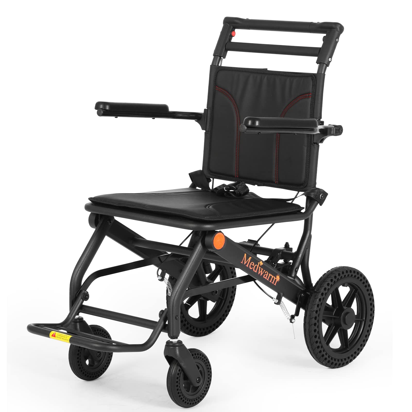 Ultralight Portable Aluminum Folding Wheelchair for Adults - Compact Travel Wheelchair with Handbrake & 11