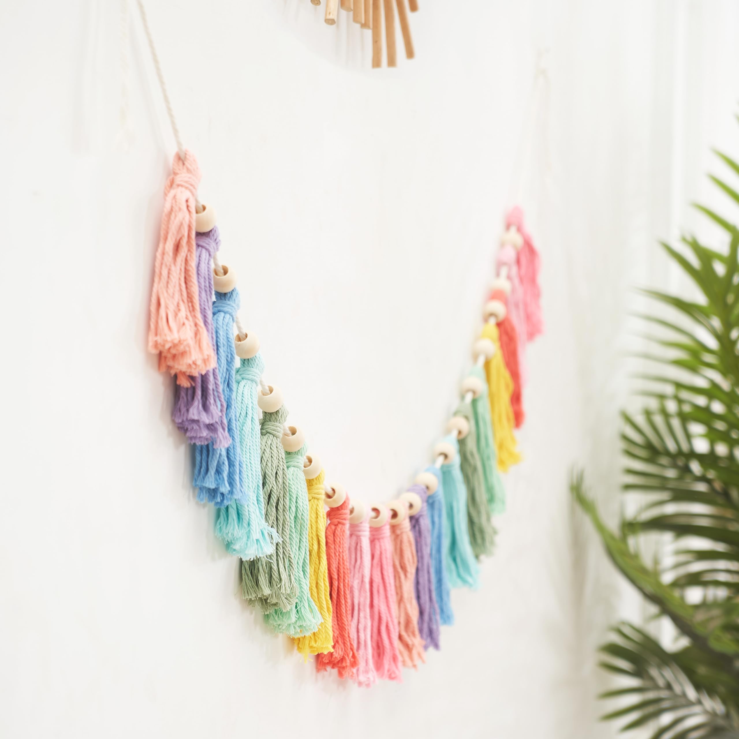 Boho Rainbow Tassel Garland - Wall Hanging Decor for Baby Shower & Party