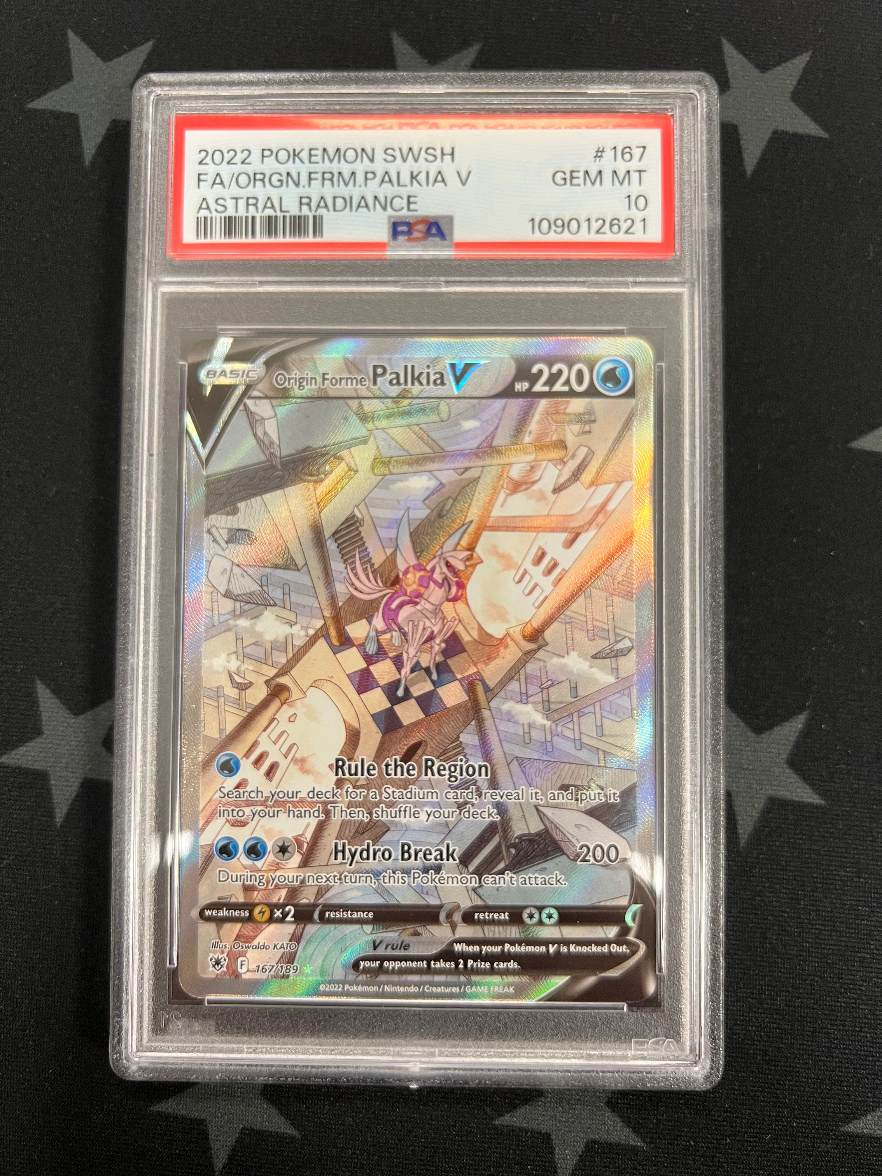 2022 Pokémon Sword & Shield F/A Origin Form Palkia V PSA GMMNT 10 Graded Card - Perfect for Collectors & Competitive Players