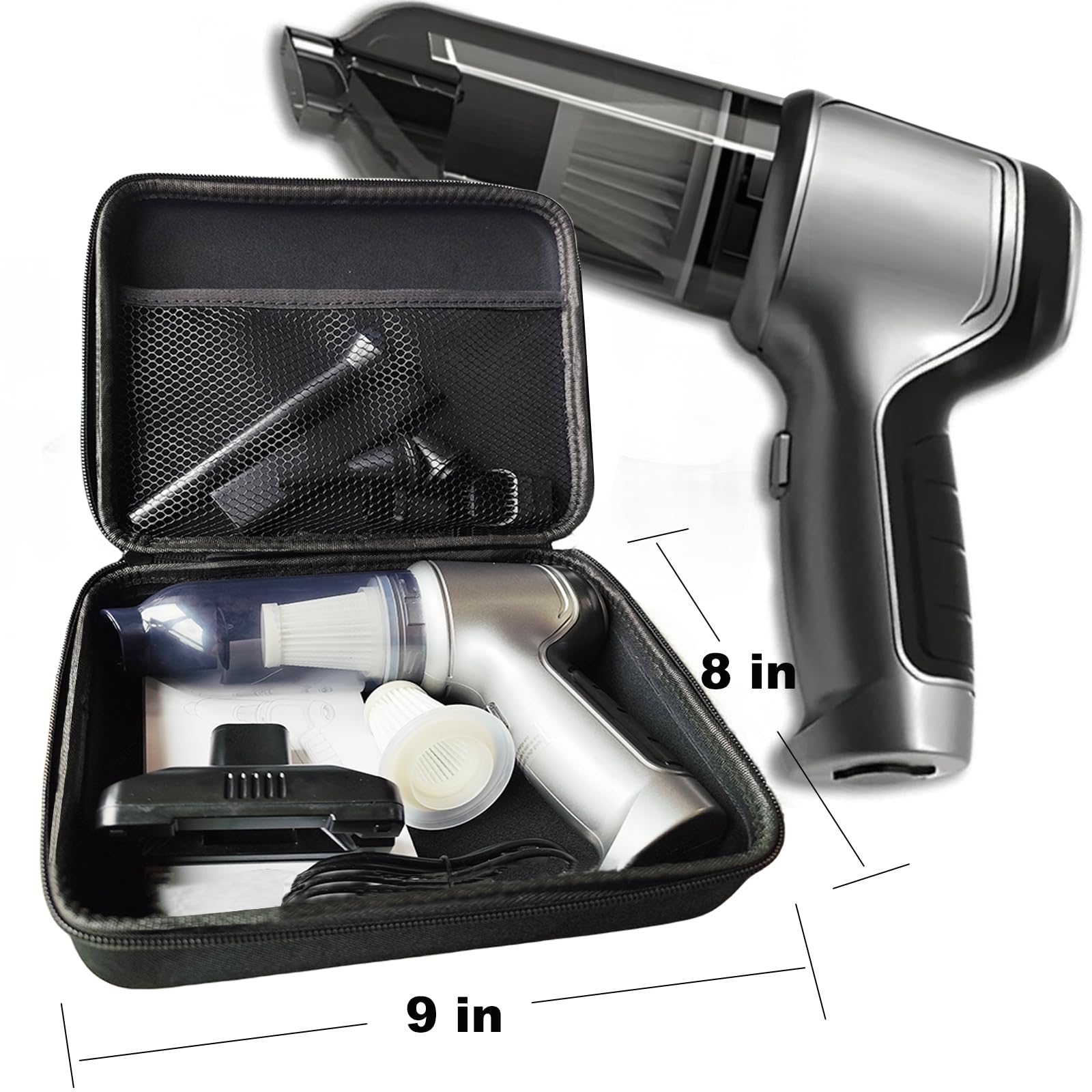 Airify™ Pro Vac V2 Cordless Handheld Vacuum Cleaner - Powerful Portable Car & Home Vacuum with Air Blower Function - Lightweight Mini Vac for Car Detailing, Pet Hair, Dust Cleaning (Gray) - Perfect for Cars, Home, Office & Travel Use