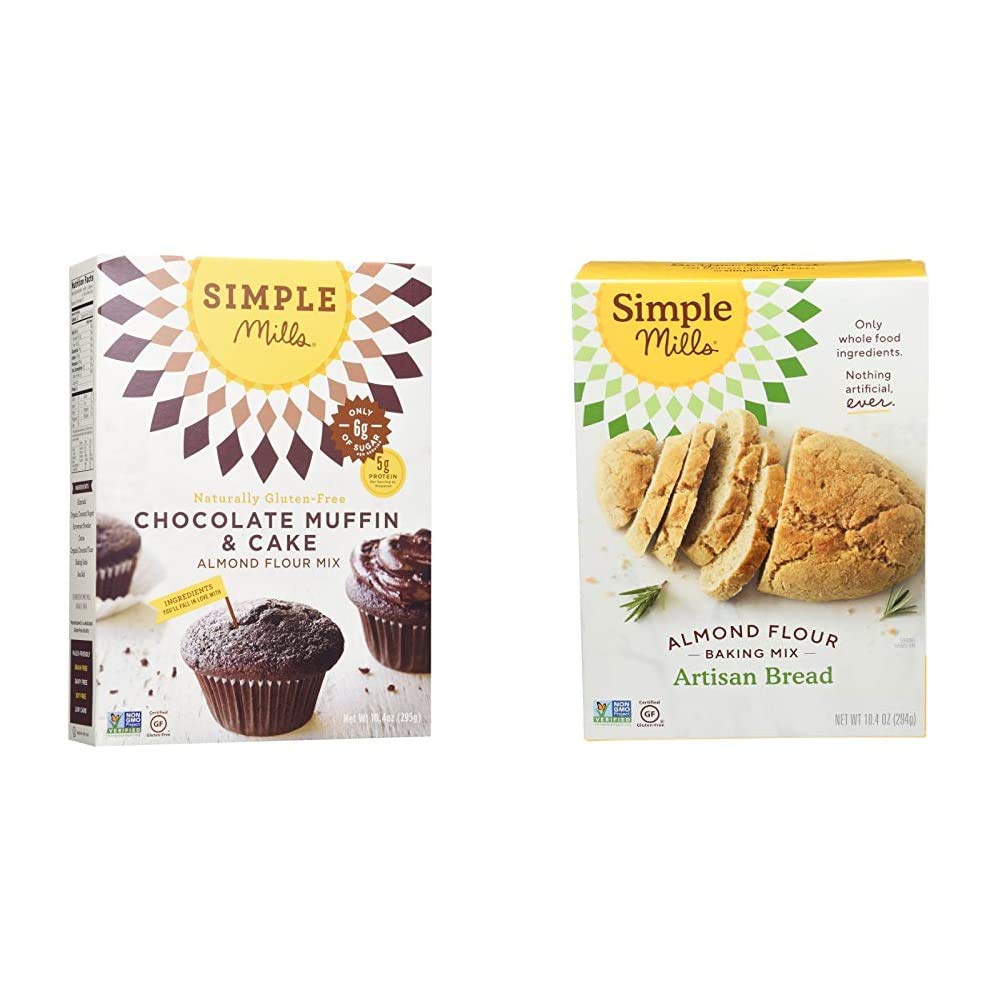Simple Mills Almond Flour Baking Mixes - Gluten Free Muffin & Cupcake Mix + Artisan Bread Mix (Pack of 2) | Healthy, Paleo-Friendly Baking for Breakfast, Snacks & Parties