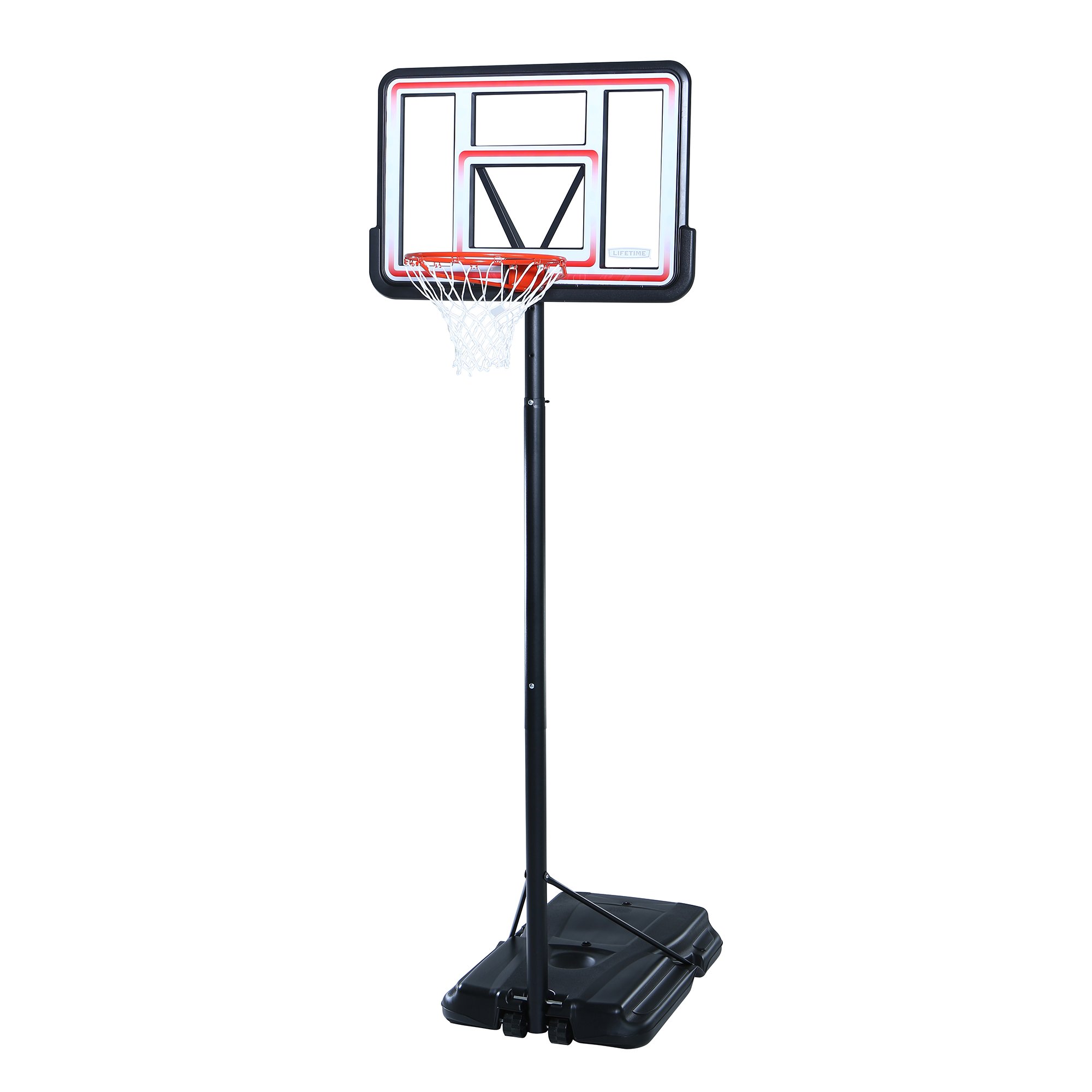 Adjustable Height Portable Basketball Hoop System - 44 Inch Backboard for Kids & Adults - Red & White - Perfect for Driveway, Backyard & Outdoor Play