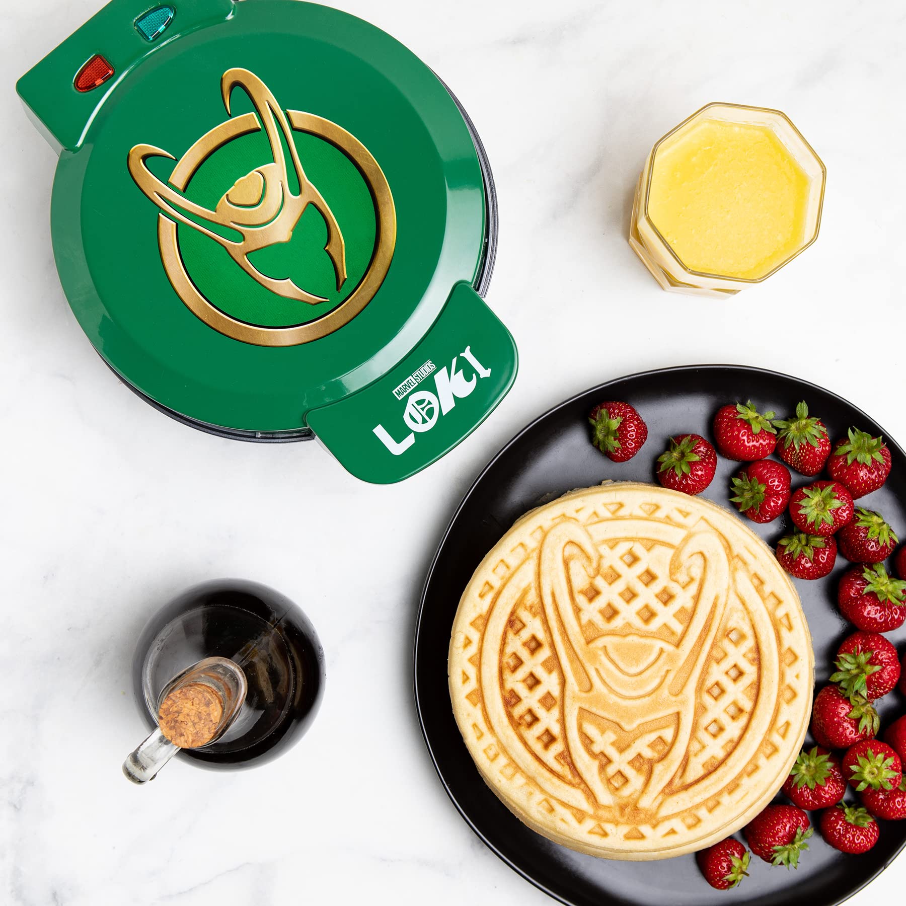 Uncanny Brands Marvel Loki Waffle Maker - Make Loki Helmet Shaped Waffles - Fun Breakfast Iron for Kids & Adults - Perfect for Marvel Parties & Themed Breakfasts