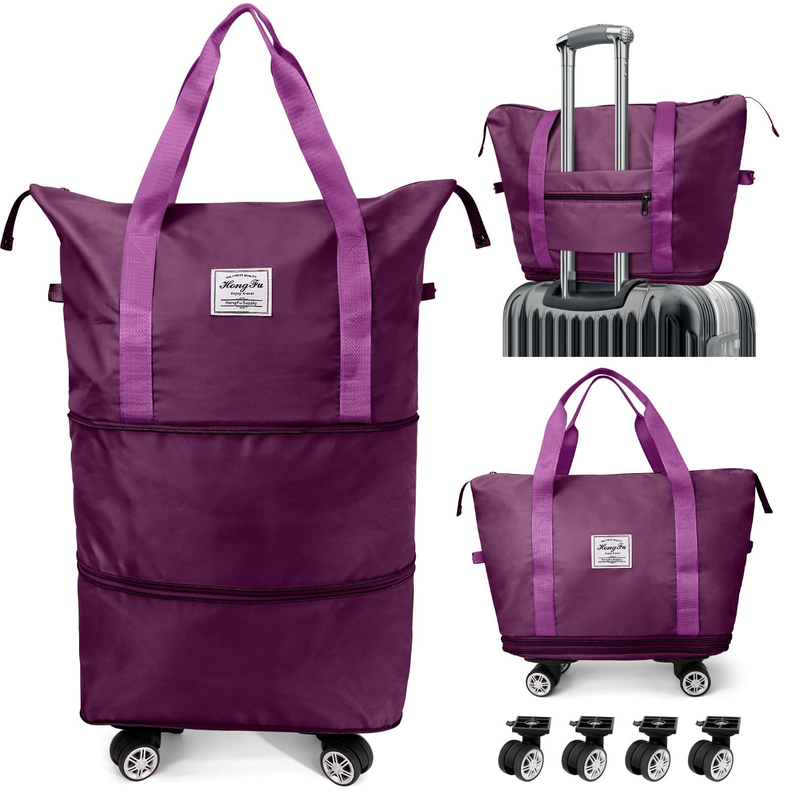 Ranslen Expandable Foldable Wheeled Travel Luggage Bag - Perfect for Airplane Carry-On, Business Trips & Vacation Packing