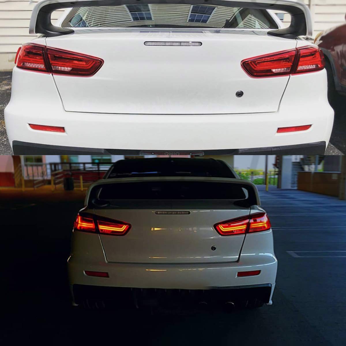 VLAND LED Tail Lights for Mitsubishi Lancer & Lancer EVO X 2008-2020 - Amber Sequential Turn Signals, Full LED Rear Light Assembly with Clear Lens (Not Compatible with Sportbacks/Fortis/IO) - Perfect for Night Driving & Car Customization