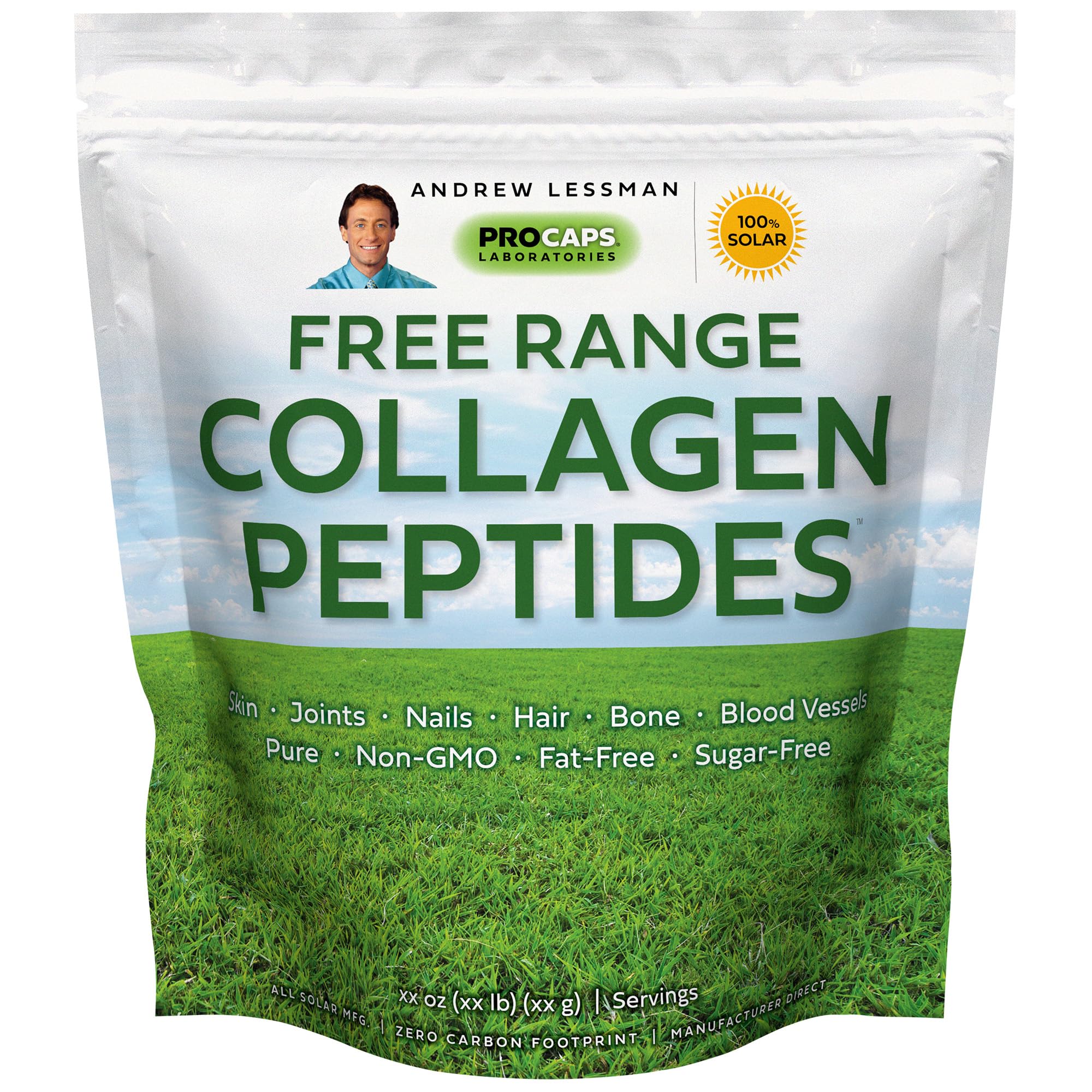 ANDREW LESSMAN Free Range Collagen Peptides Powder 240 Servings - Pure Hydrolyzed Collagen Supplement for Smooth Skin & Joint Support, Unflavored, Sugar-Free, No Additives | Easy to Mix in Coffee, Smoothies & Baking Recipes
