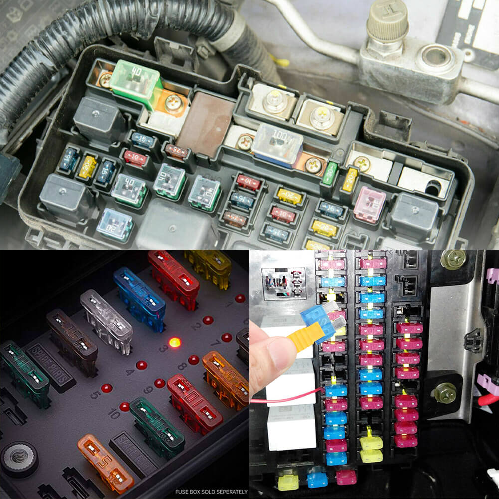 220 PCS Universal Car Fuses Kit - Standard & Mini Size with 12 Way Blade Fuse Box (Includes 24 Fuses) for Automotive Electrical Repairs, Vehicle Maintenance & Emergency Roadside Use