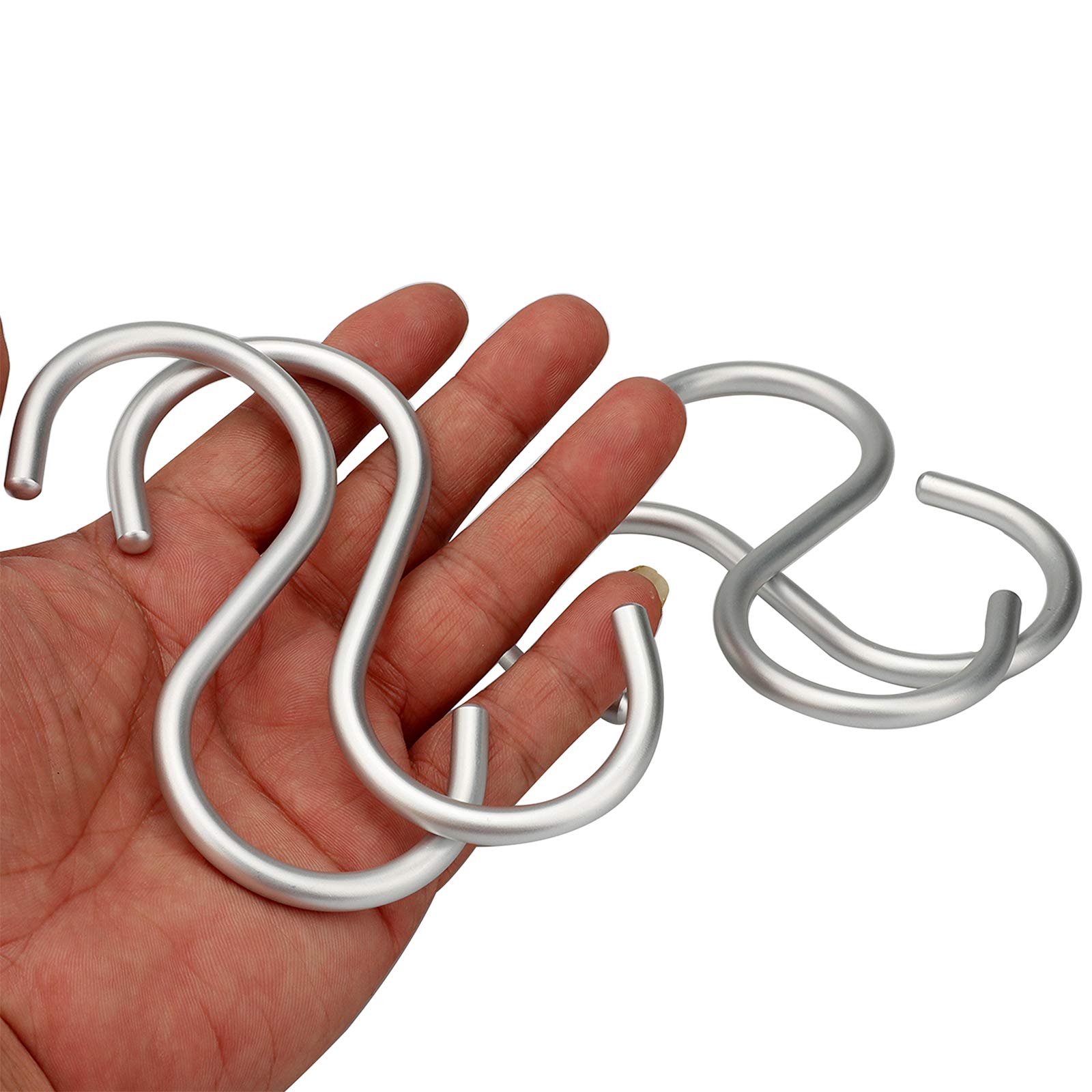 Heavy Duty S-Shaped Hooks - 4 Pack Aluminum Alloy Closet Hooks for Bathroom, Workshop, Garage & Home Organization - Rustproof Metal Utility Hooks for Hanging Coats, Towels, Tools & More