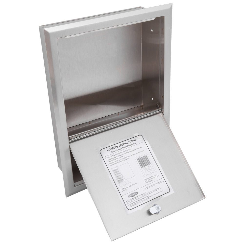 Bobrick B359 ClassicSeries Recessed Paper Towel Dispenser - Satin Finish for Restrooms, Kitchens & Commercial Use