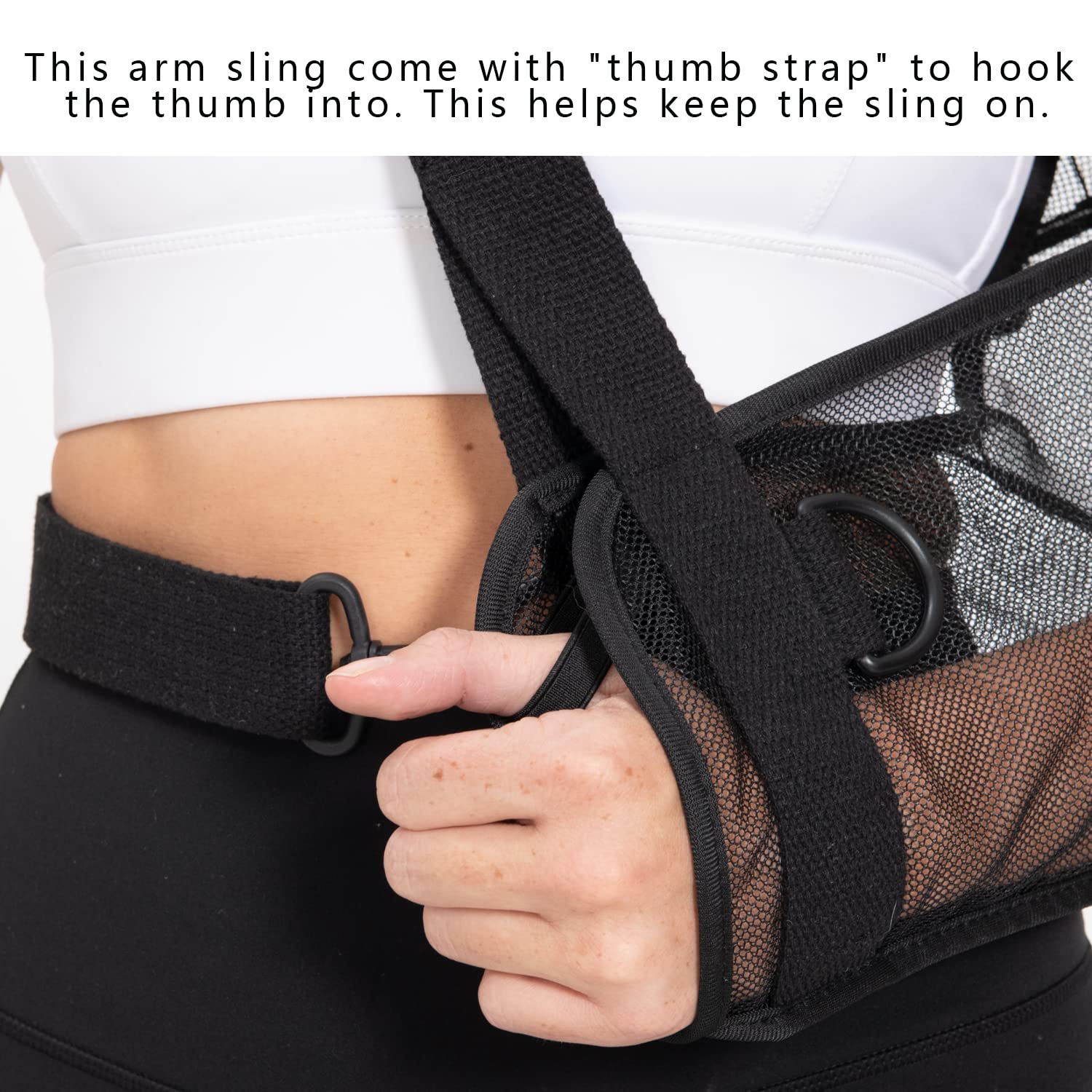 Mesh Arm Sling with Adjustable Waist Strap - Shoulder & Elbow Injury Support for Rotator Cuff, Dislocation, Fracture - Comfortable Arm Brace for Men & Women - Ideal for Post-Surgery, Shower & Daily Activities