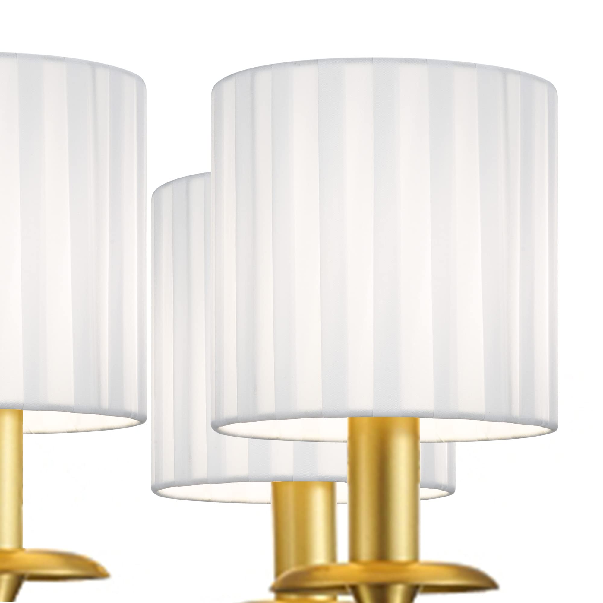 LAMPWELL LUCIE Clip-On Chandelier Lamp Shades - Set of 6 Small Drum Shade (5.2