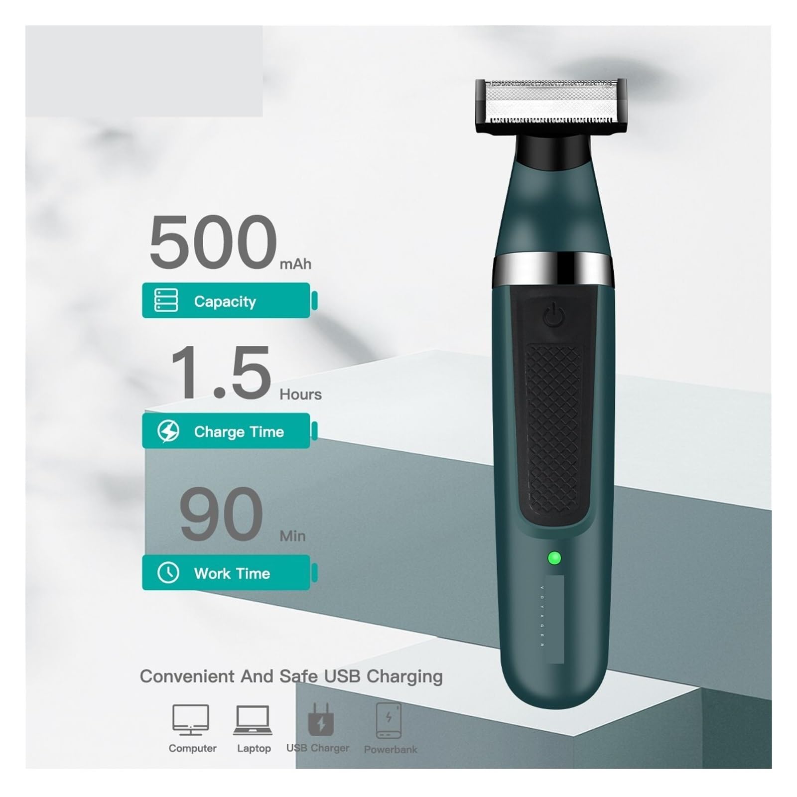 Professional 2-in-1 Electric Shaver & Beard Trimmer for Men - Waterproof Cordless Razor with Precision Blades (Model V-393) - Perfect for Travel, Home Use & Daily Grooming Routine