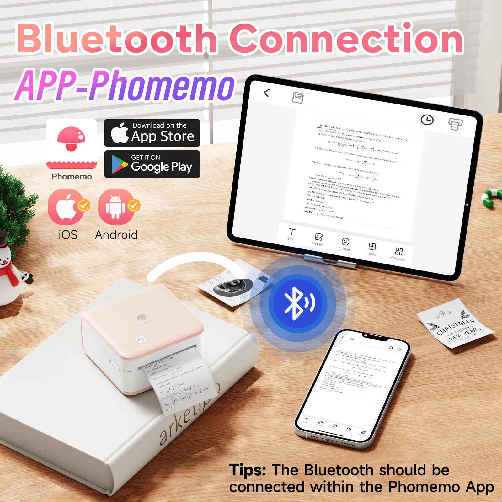 Phomemo Print Pods - Mini Bluetooth Thermal Sticker Printer for Study Notes, Photos, Lists & DIY Crafts | Portable Label Maker for School, Office, Home Organization & Gift Giving (Pink)