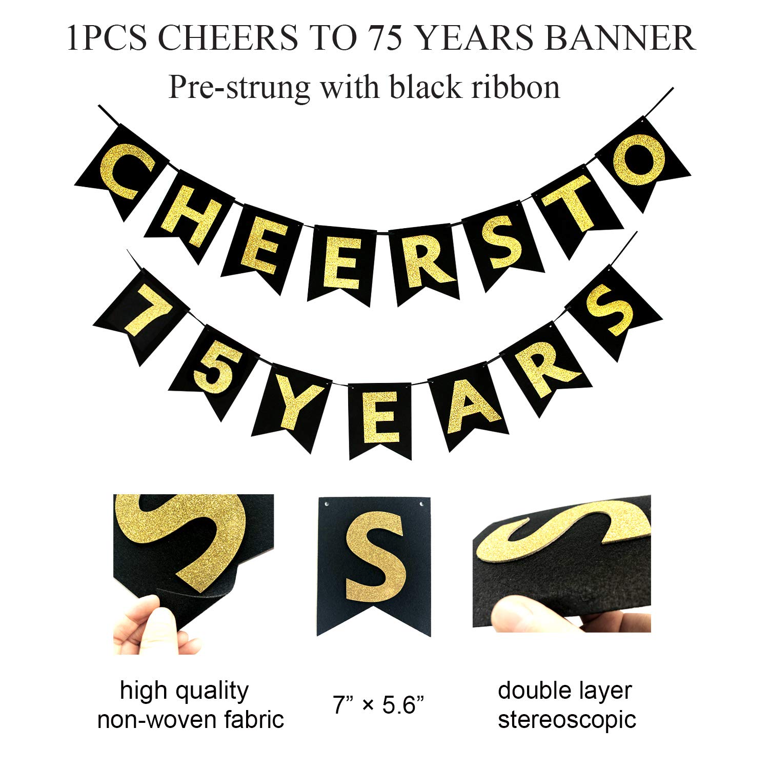 Homond 75th Birthday Decorations for Women & Men - Cheers to 75 Years Banner, Party Supplies & Anniversary Decor - Perfect for Milestone Celebrations, Retirement Parties & Family Gatherings