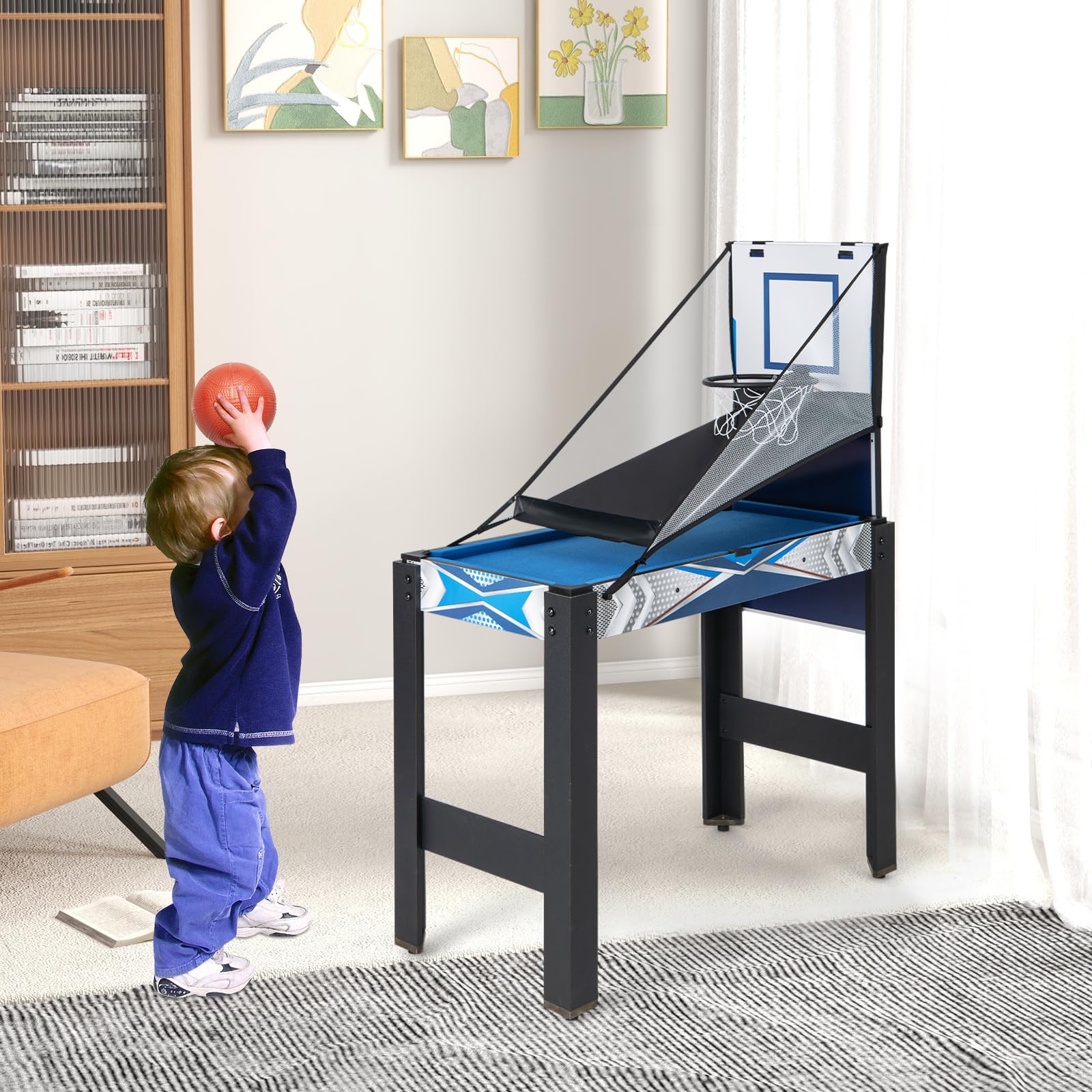 Goplus 6-in-1 Multi Game Table Set - Basketball, Billiards, Ping Pong, Air Hockey, Shuffleboard & Bowling - Space Saving Combo Game Table for Adults - Perfect for Game Rooms, Man Caves, Basements & Family Entertainment Centers