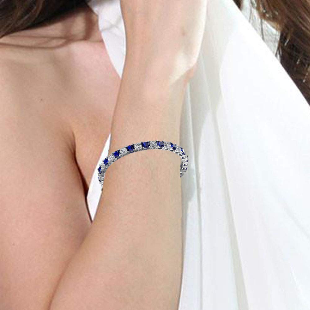 Sterling Silver Tennis Bracelet for Women - 23.5 CTTW Simulated Gemstone Jewelry | Elegant Stackable Bracelet for Party, Wedding & Everyday Wear