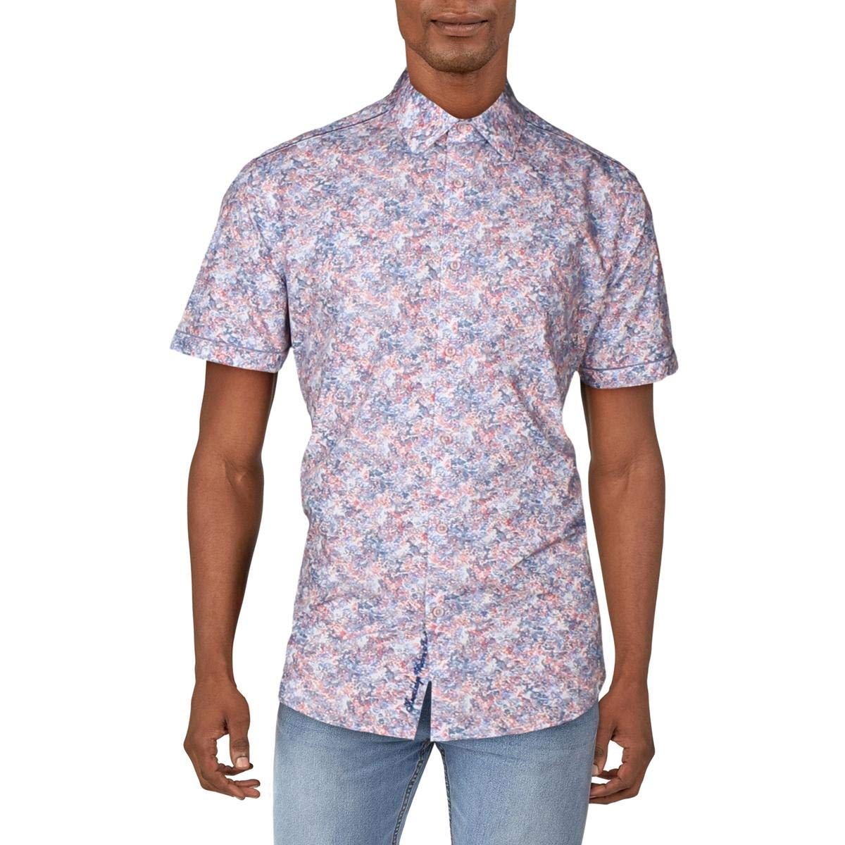 Robert Graham Men's Short Sleeve Woven Shirt | Premium Cotton Button Down for Casual & Business Wear | Perfect for Summer, Office & Outdoor Events