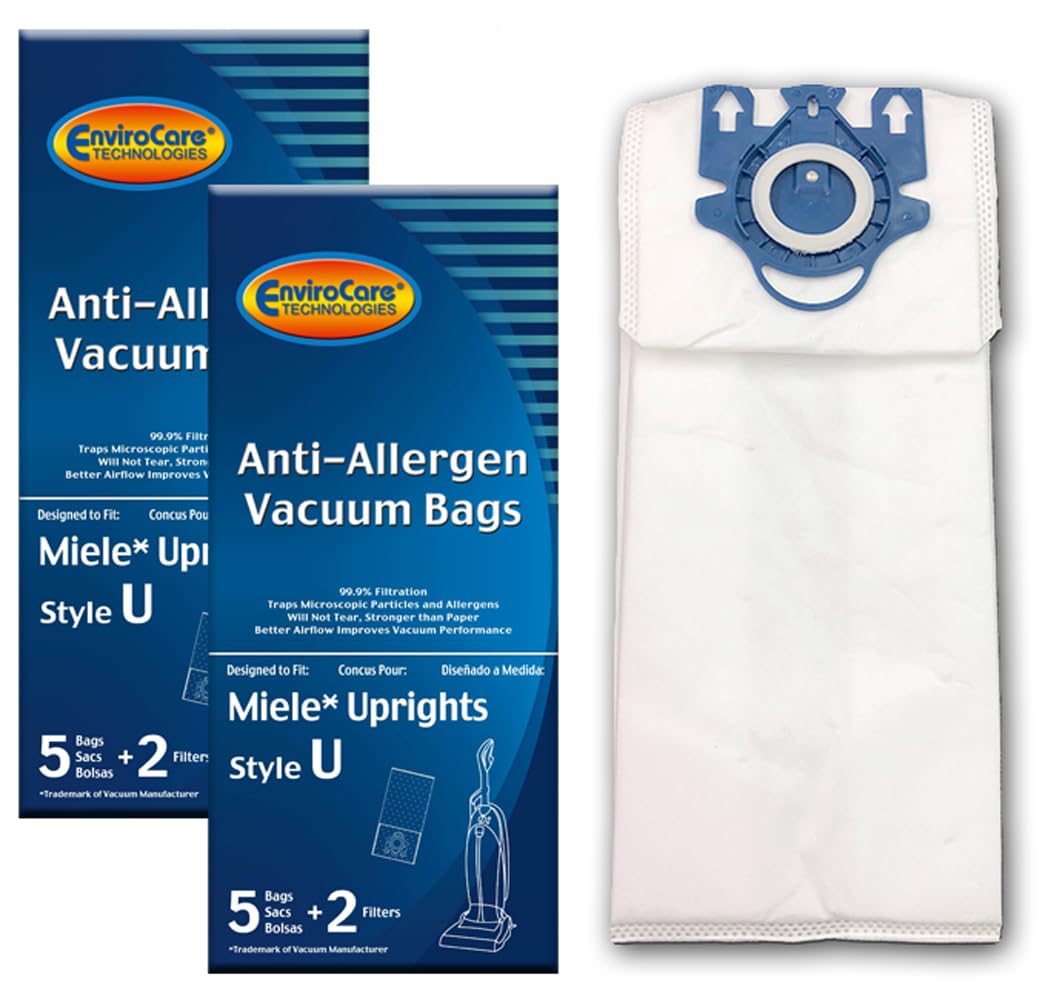 EnviroCare Replacement Allergen Vacuum Bags for Miele Upright Style U - 10 Bags & 4 HEPA Filters | Dust Mite & Pet Hair Protection for Allergy Sufferers | Perfect for Home Cleaning & Asthma Relief