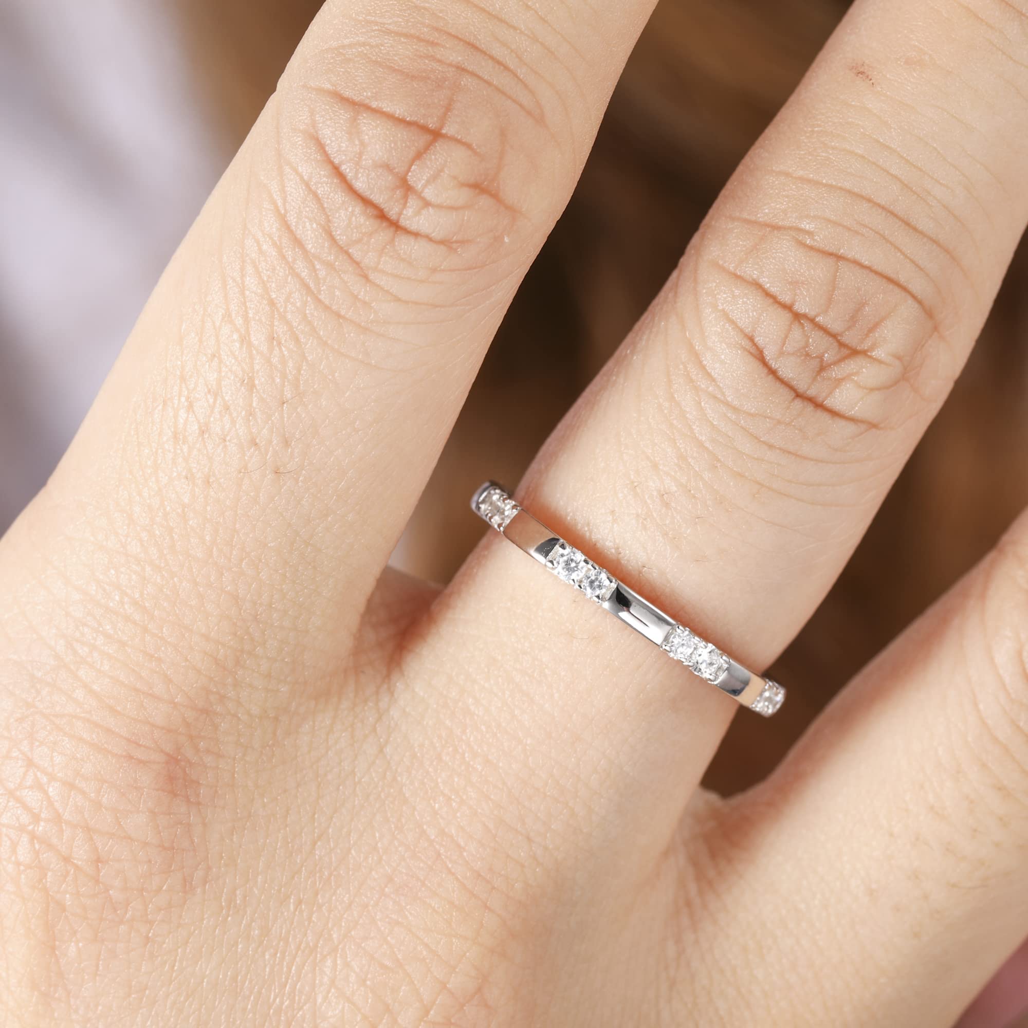 925 Sterling Silver Women's Wedding Band Ring - V-Shaped Heartbeat Design with Cubic Zirconia, Thin Stackable Comfort Fit (Size 4-12) | Elegant Engagement & Anniversary Gift for Her | Perfect for Everyday Wear, Special Occasions and Stacking with Other Rings