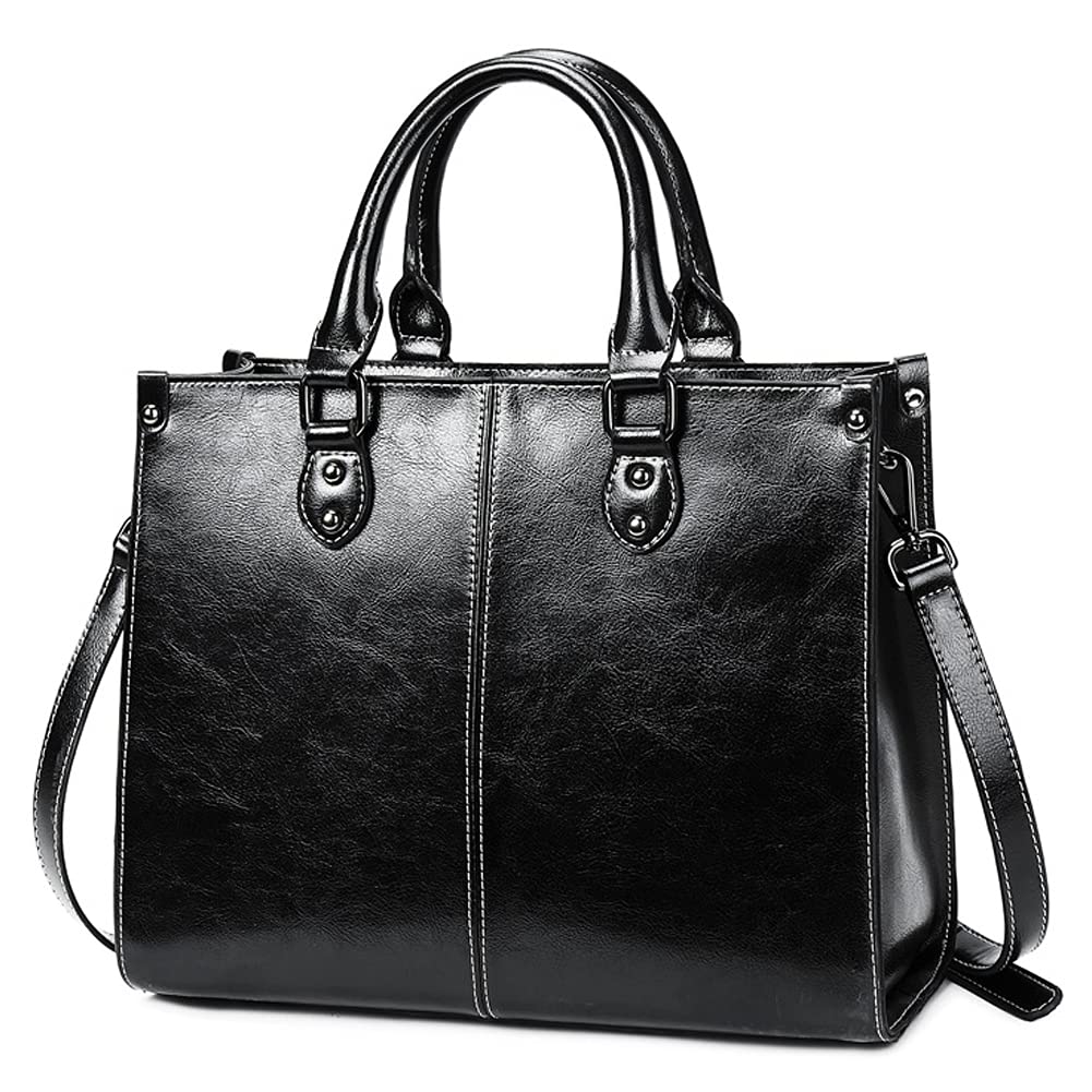 ROUROU Genuine Leather Tote Bag for Women - Stylish Top Handle Crossbody Hobo Handbag with Large Capacity | Perfect for Work, Travel & Everyday Use