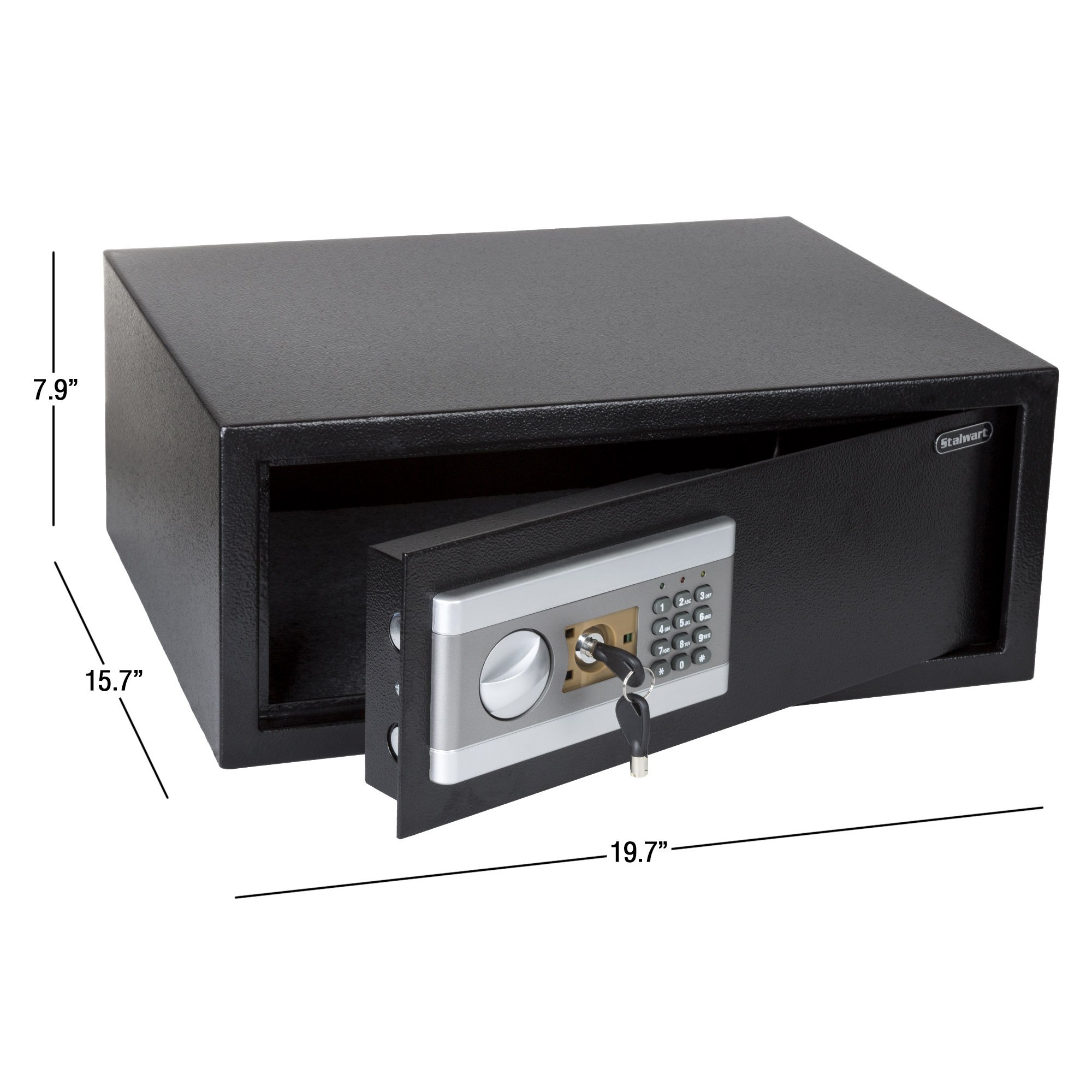 Stalwart Digital Safe Box with Keypad & 2 Manual Keys - Secure Money, Jewelry, Passports - Home, Office & Travel Security Safe - Perfect for Bedroom, Hotel & Business Use