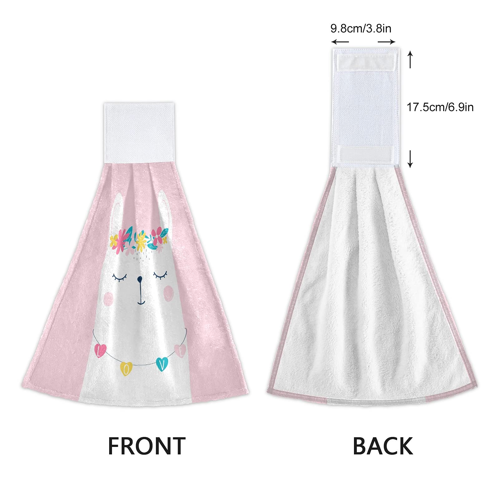 Cute White Llama Kitchen Towels - 2 Pack Hanging Dish Cloths for Home Decor & Gifts