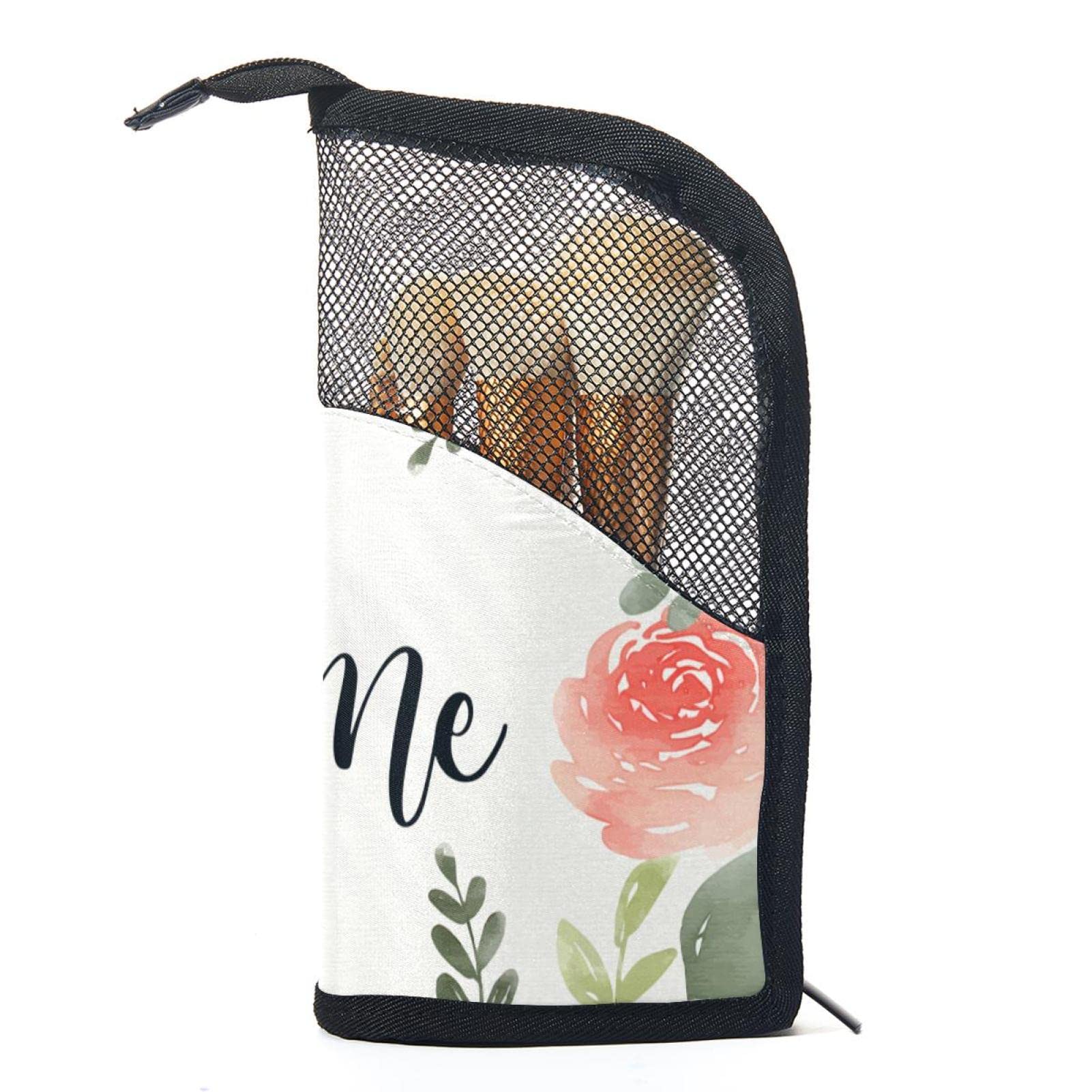 12-Piece Makeup Brush Set with Floral Organizer Bag - Portable Travel Cosmetic Brush Holder Case for Professional & Home Makeup Application