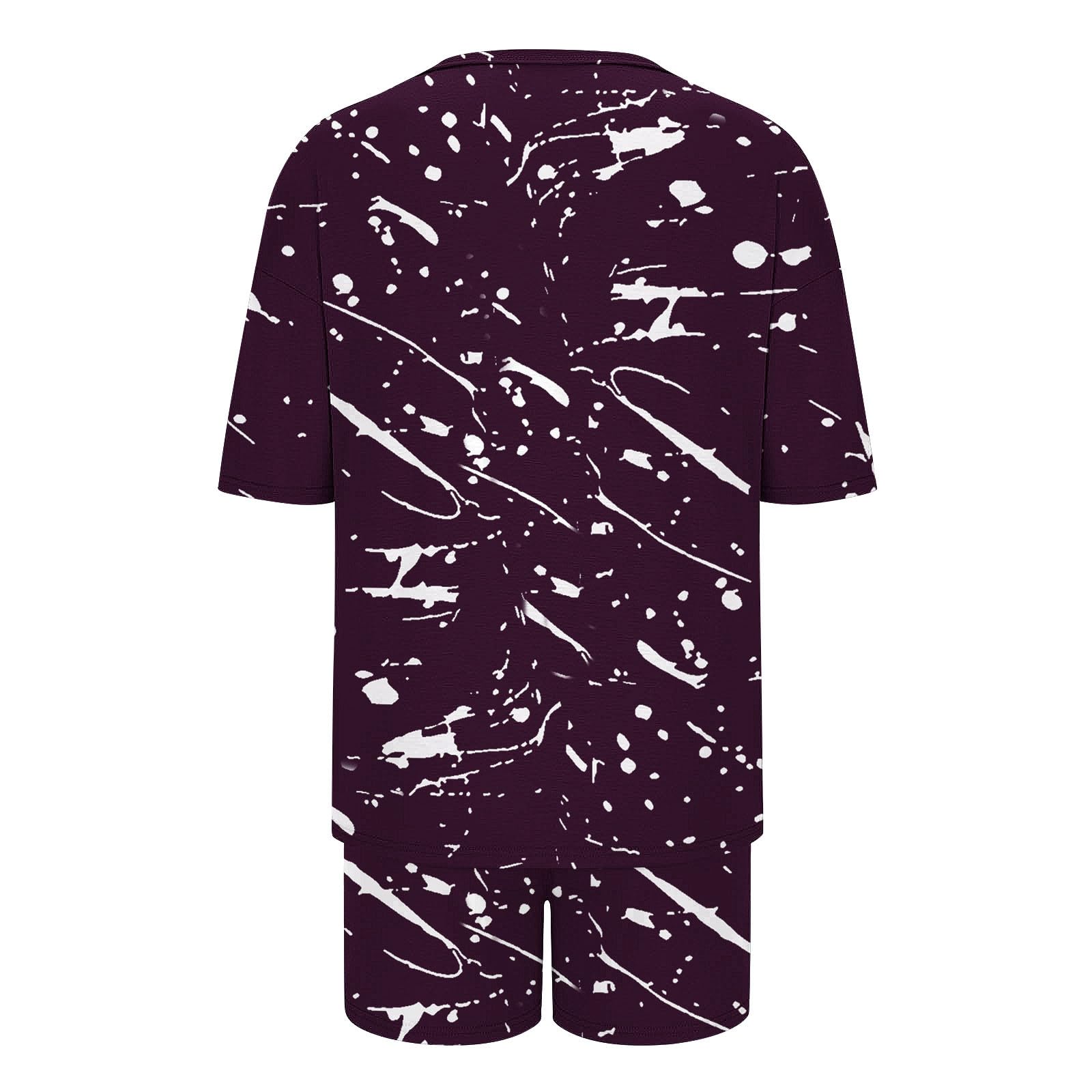 Women's 2-Piece Casual Outfit Set - Short Sleeve Graphic T-Shirt & Lounge Shorts Matching Summer Pajama Set | Trendy Loungewear for Home, Travel & Vacation