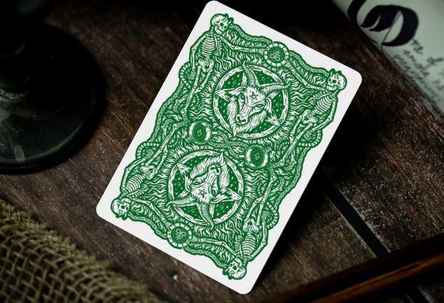 Riffle Shuffle 666 Emerald Hellfire Green Playing Cards - Premium Deck for Magic Tricks, Poker Games & Collectors