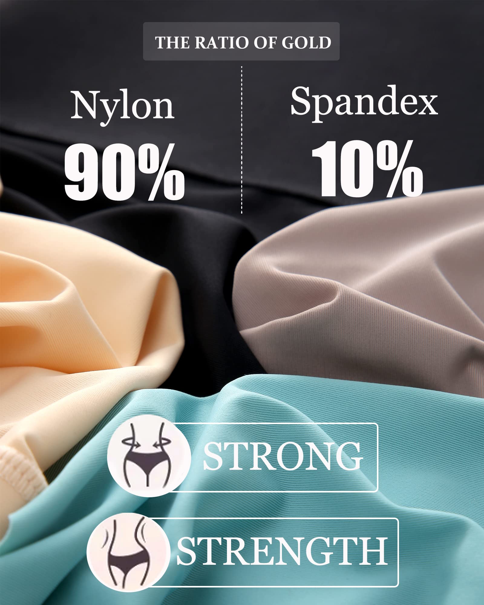 FINETOO High Waisted Tummy Control Underwear for Women - Seamless No Show Nylon Panties 4-Pack (S-XXXL) - Perfect for Everyday Wear, Yoga & Shapewear Under Dresses