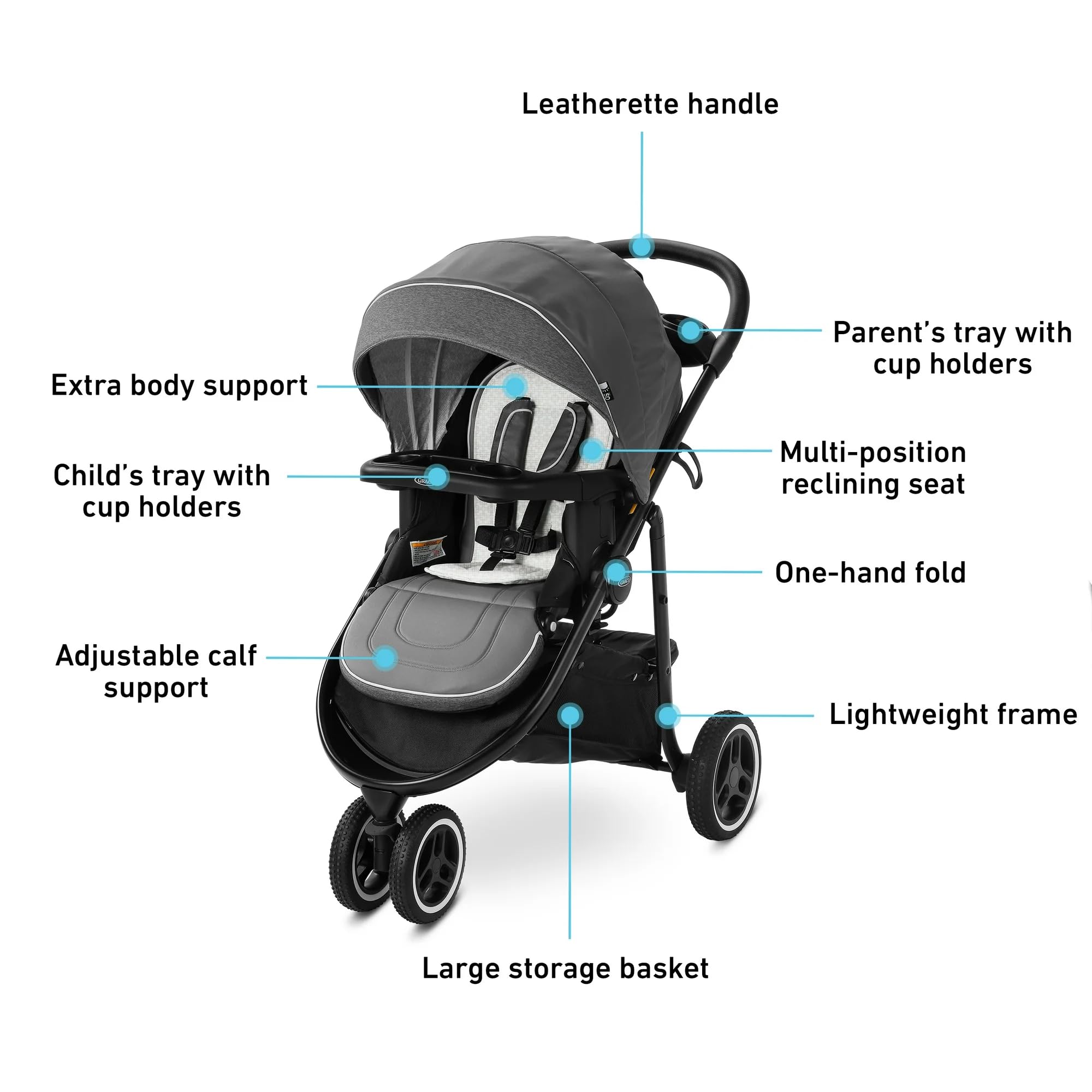 Graco Modes 3 Lite Platinum Stroller & SnugRide SnugLock 35 DLX Travel System - Lightweight, One-Hand Fold, Adjustable Reversible Seat | Perfect for Newborns, Infants & Toddlers | Ideal for Shopping, Travel & Daily Walks