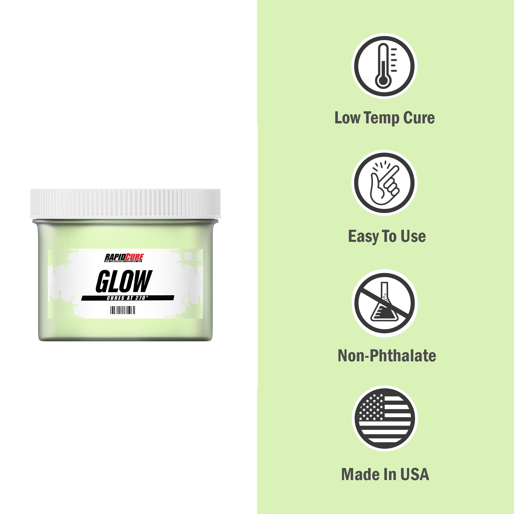 Glow in The Dark Screen Printing Ink - Rapid Cure® Plastisol Fabric Paint (1 Gallon, 128oz) - Fast Drying, USA Made for DIY T-Shirts, Posters & Custom Apparel