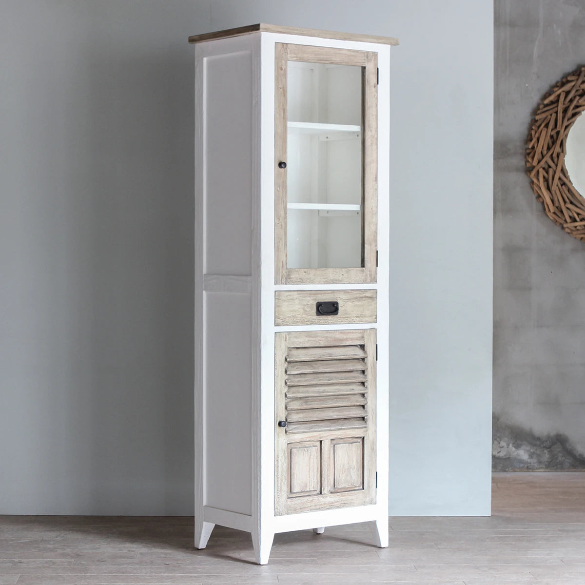 Handmade Indian Solid Mango Wood Crockery Cabinet - Rustic Kitchen Storage Unit for Dishes & Utensils | Perfect for Farmhouse, Cottage & Boho Home Decor